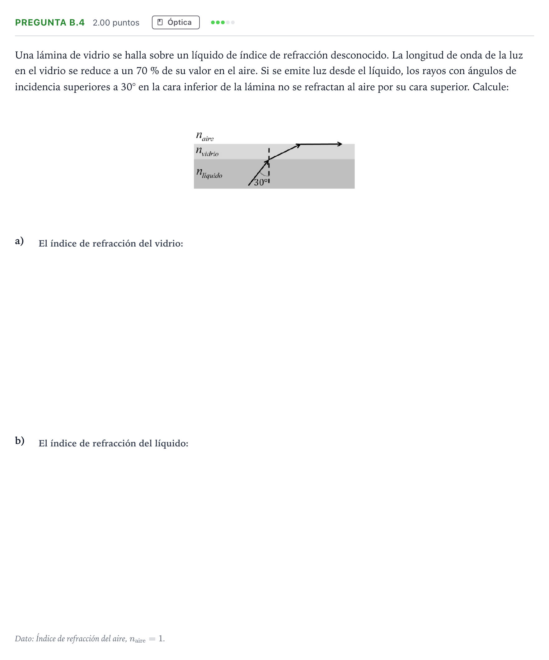 Enunciado: Pregunta B.4 · Física PAU Madrid Ordinaria 2022