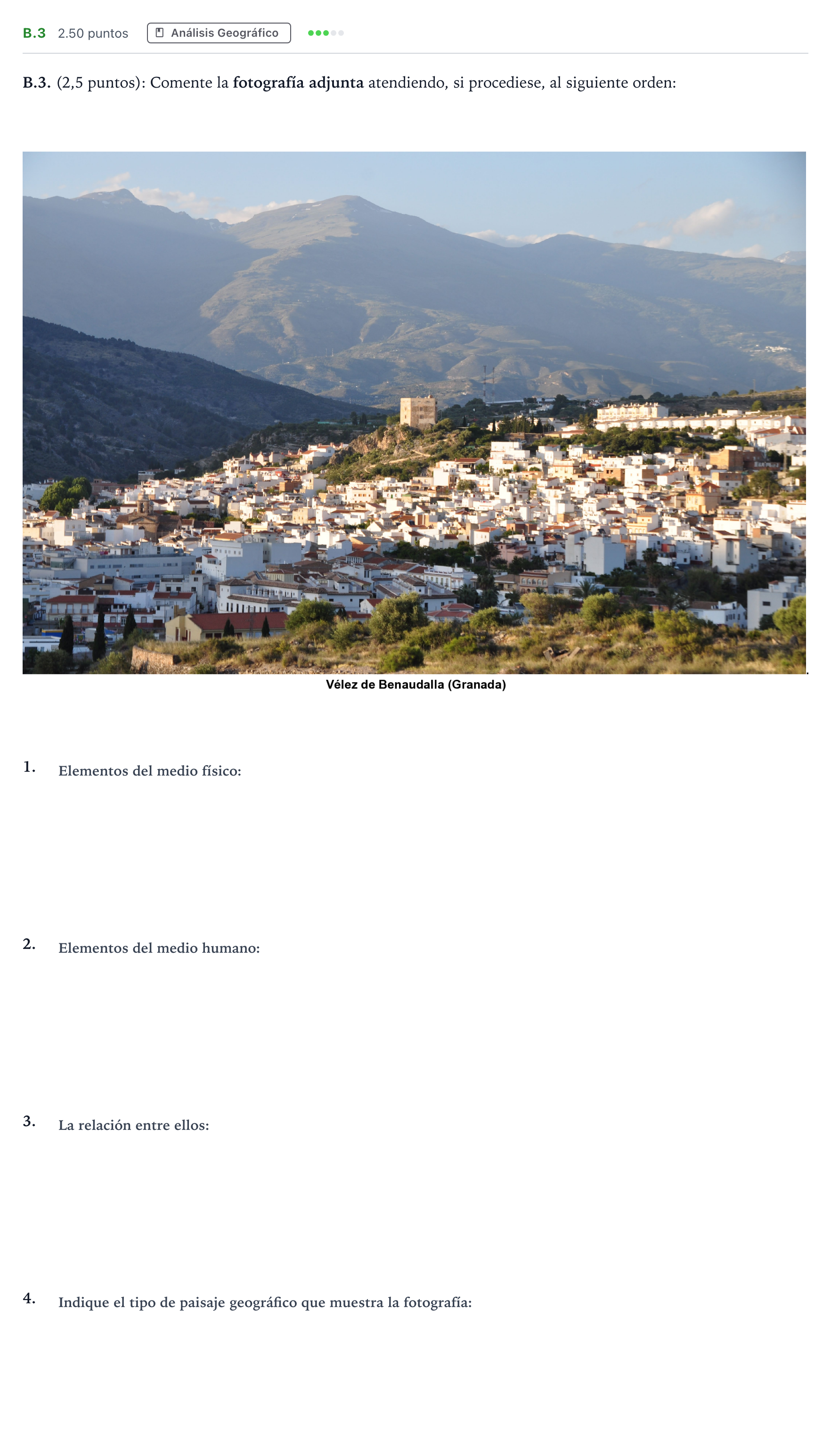 Enunciado: Ejercicio B.3 · Geografía PAU Madrid Modelo 2022