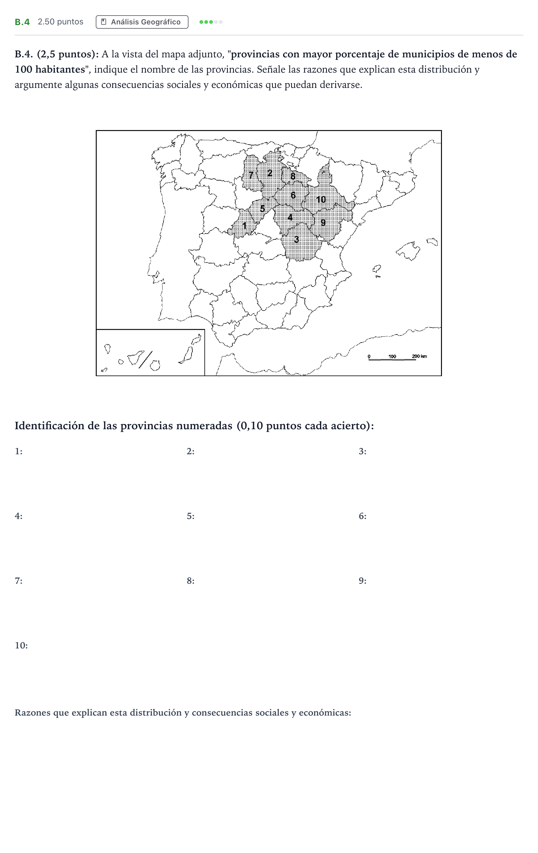 Enunciado: Ejercicio B.4 · Geografía PAU Madrid Modelo 2022