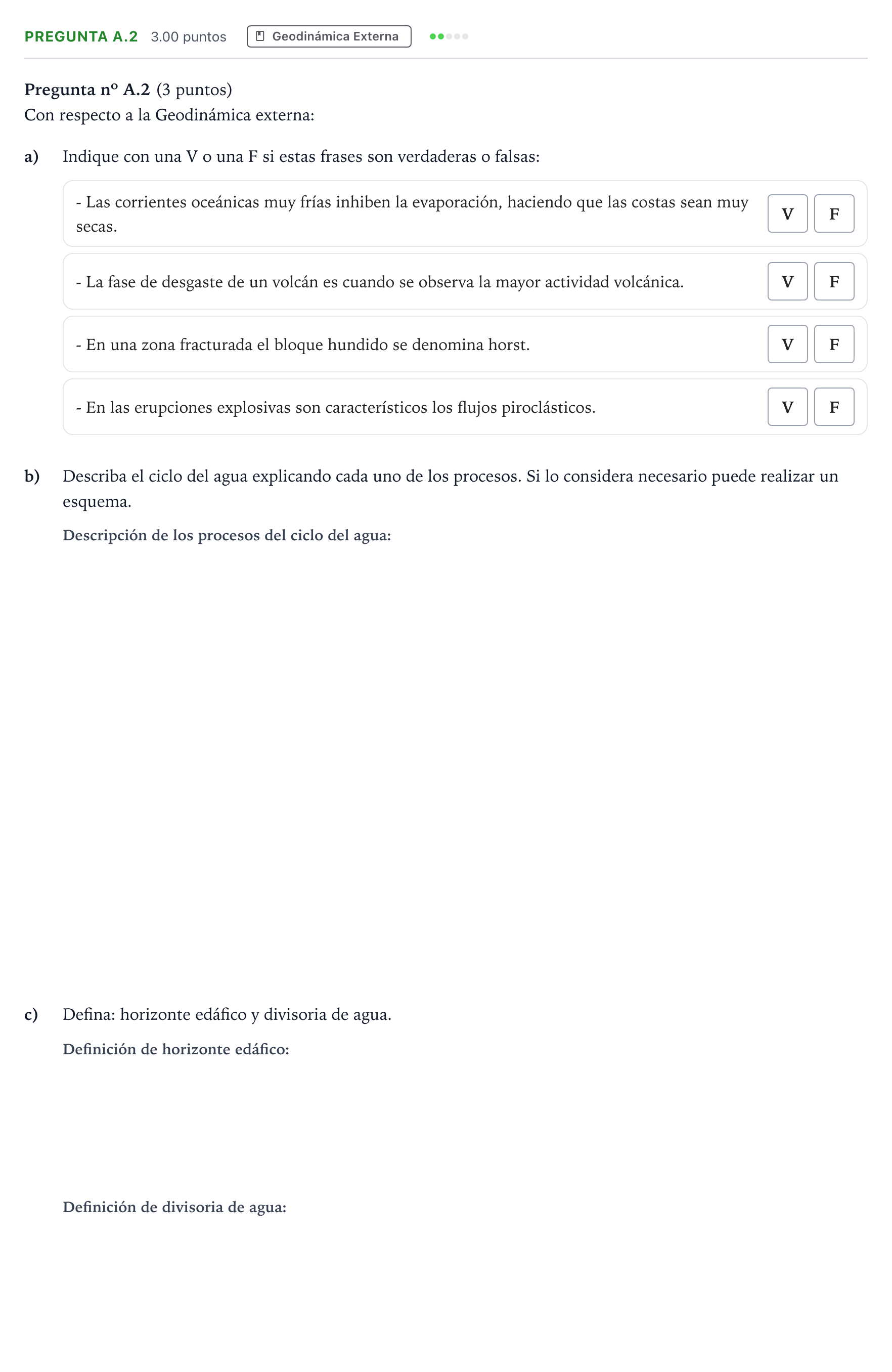 Enunciado: Pregunta A.2 · Geología PAU Madrid Extraordinaria 2022