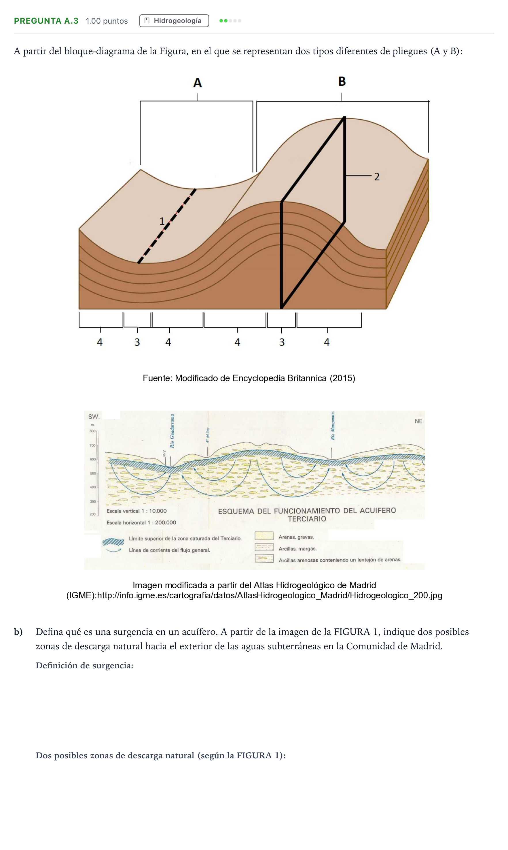 Enunciado: Pregunta A.3 - Hidrogeología · Geología PAU Madrid Extraordinaria 2022