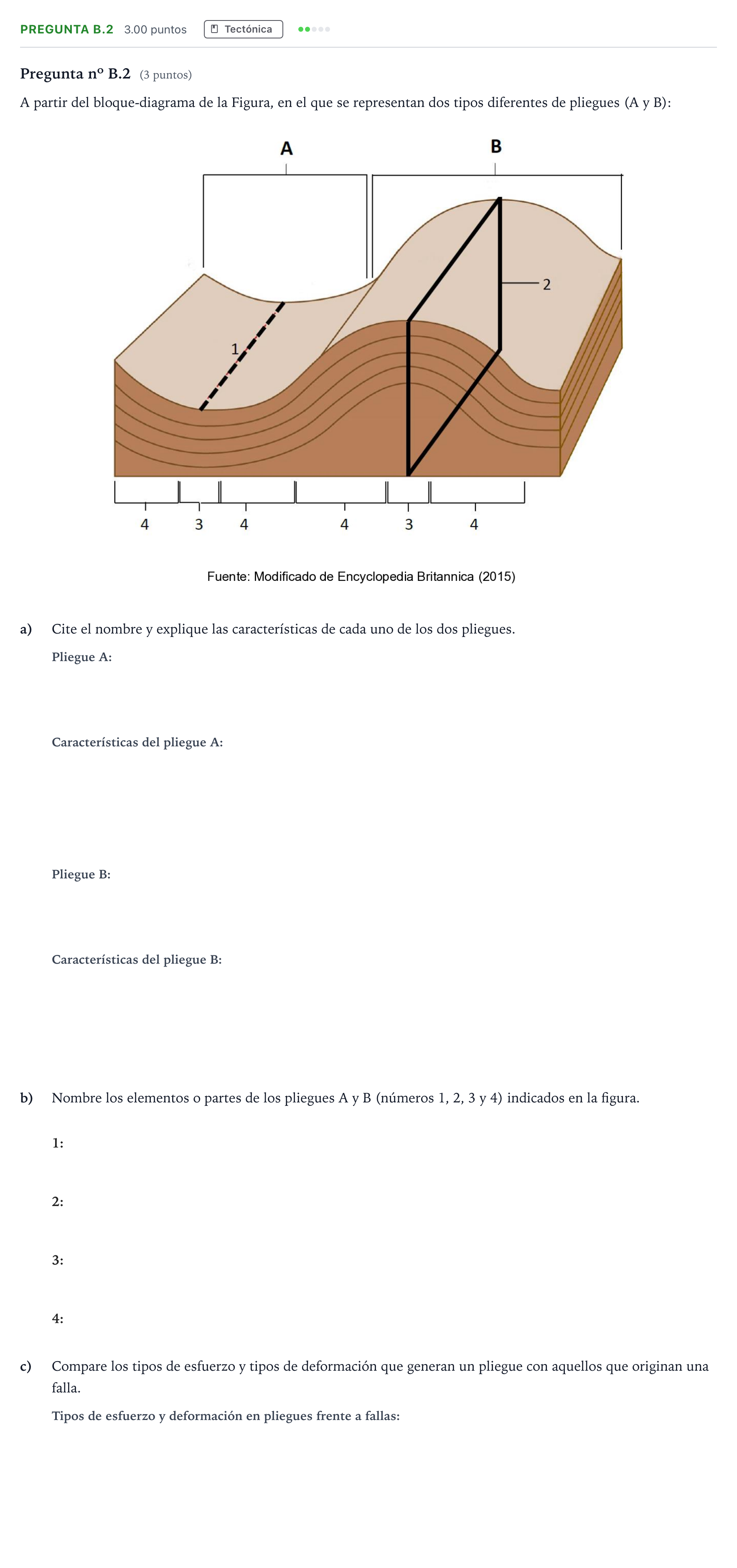 Enunciado: Pregunta B.2 · Geología PAU Madrid Extraordinaria 2022