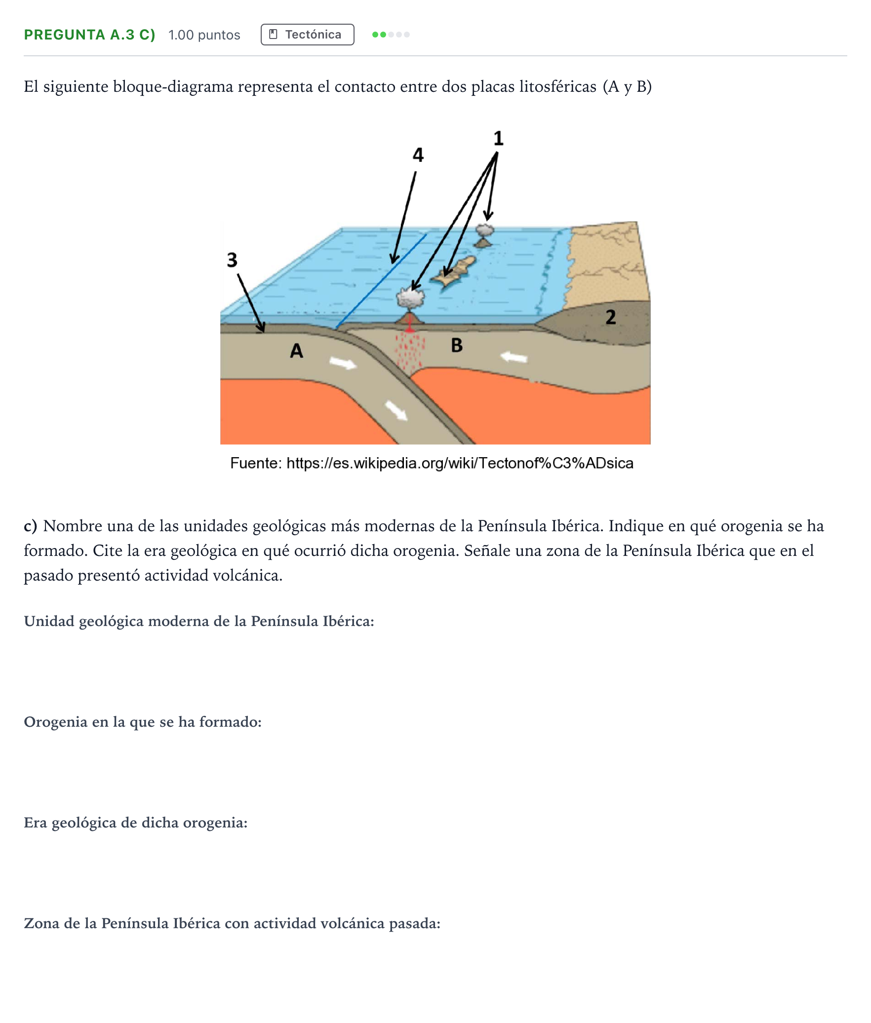 Enunciado: Pregunta A.3 c) - Tectónica · Geología PAU Madrid Modelo 2022