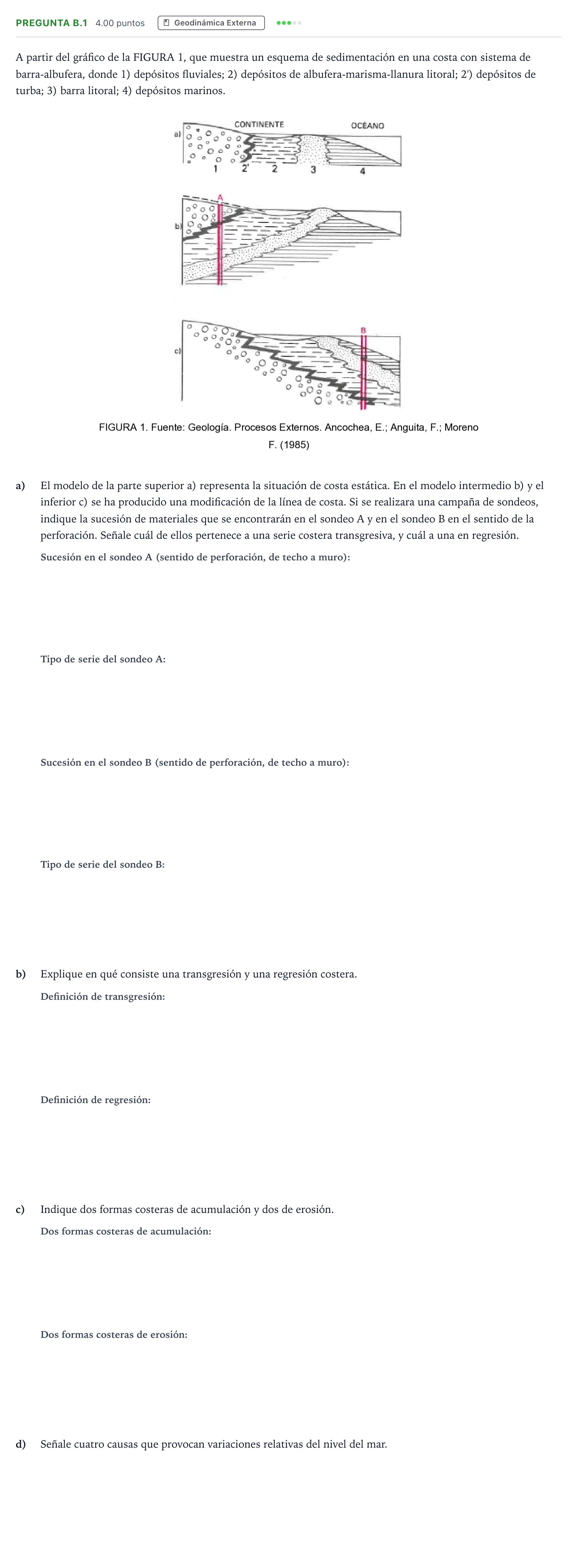 Enunciado: Pregunta B.1 · Geología PAU Madrid Modelo 2022
