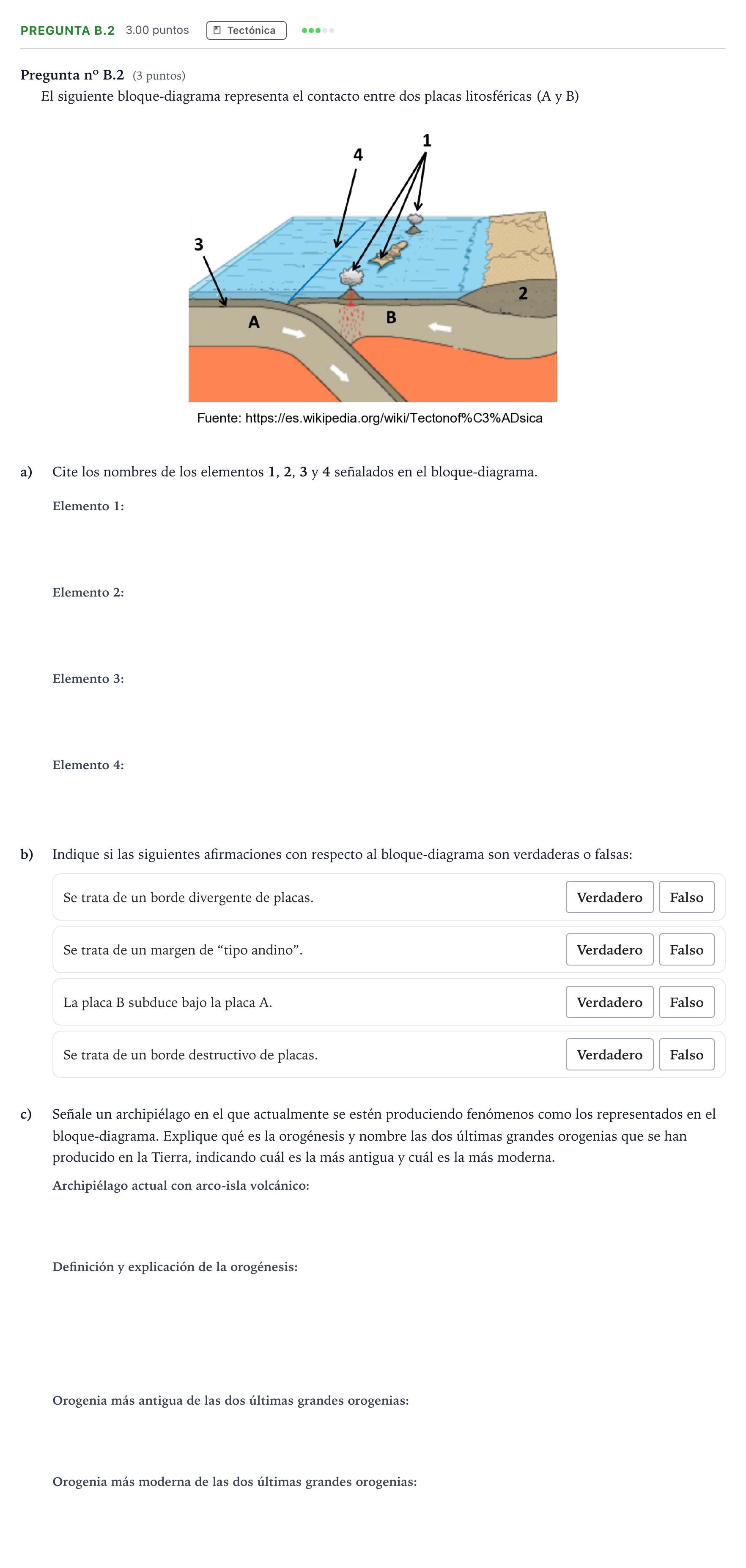Enunciado: Pregunta B.2 · Geología PAU Madrid Modelo 2022