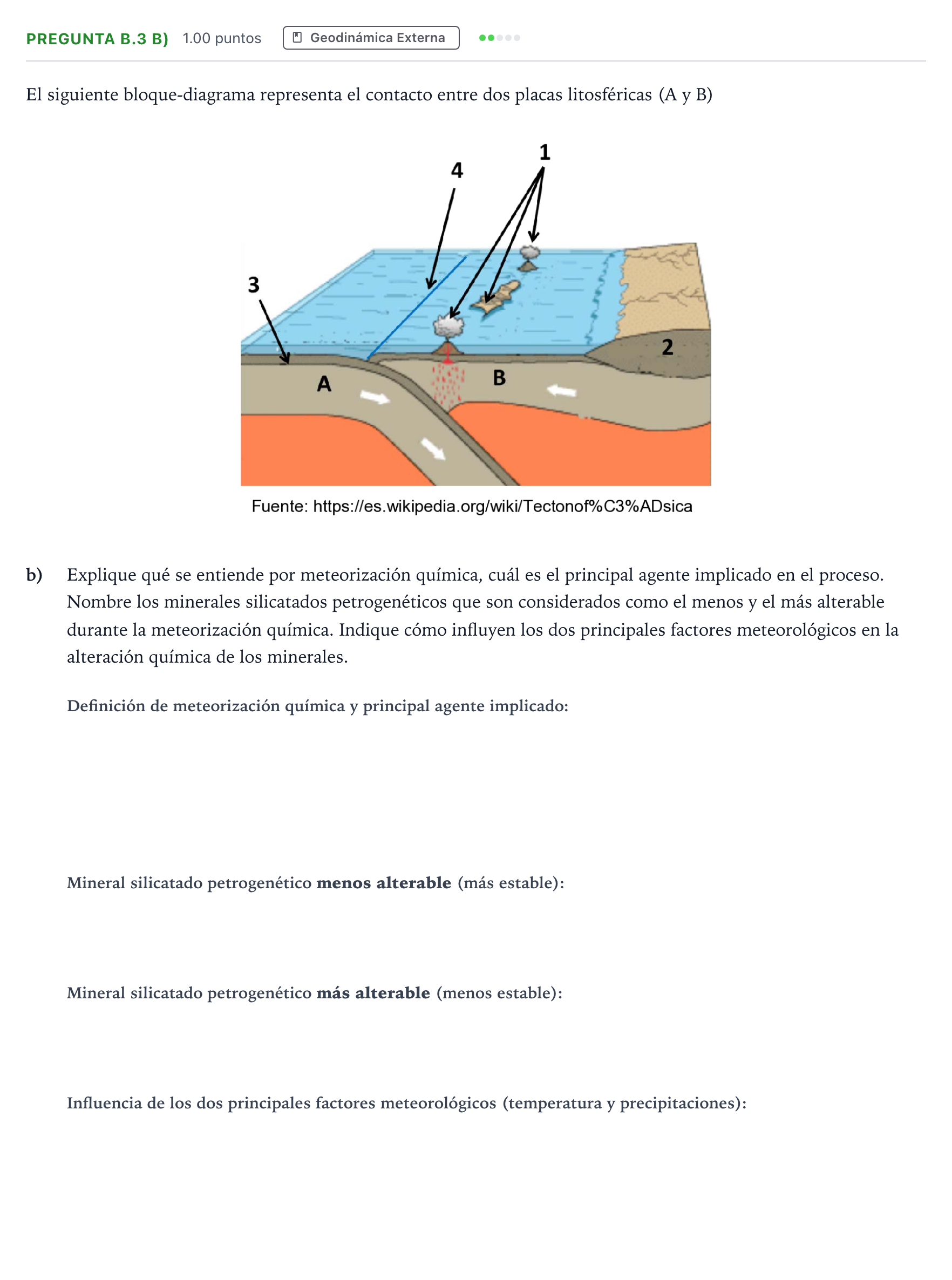 Enunciado: Pregunta B.3 b) - Geodinámica Externa · Geología PAU Madrid Modelo 2022