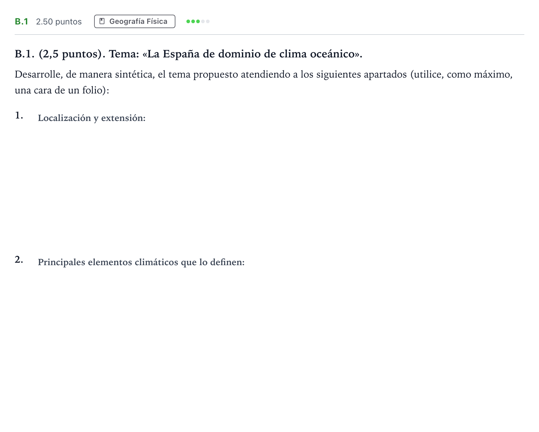 Enunciado: Ejercicio B.1 · Geografía PAU Madrid Ordinaria 2022