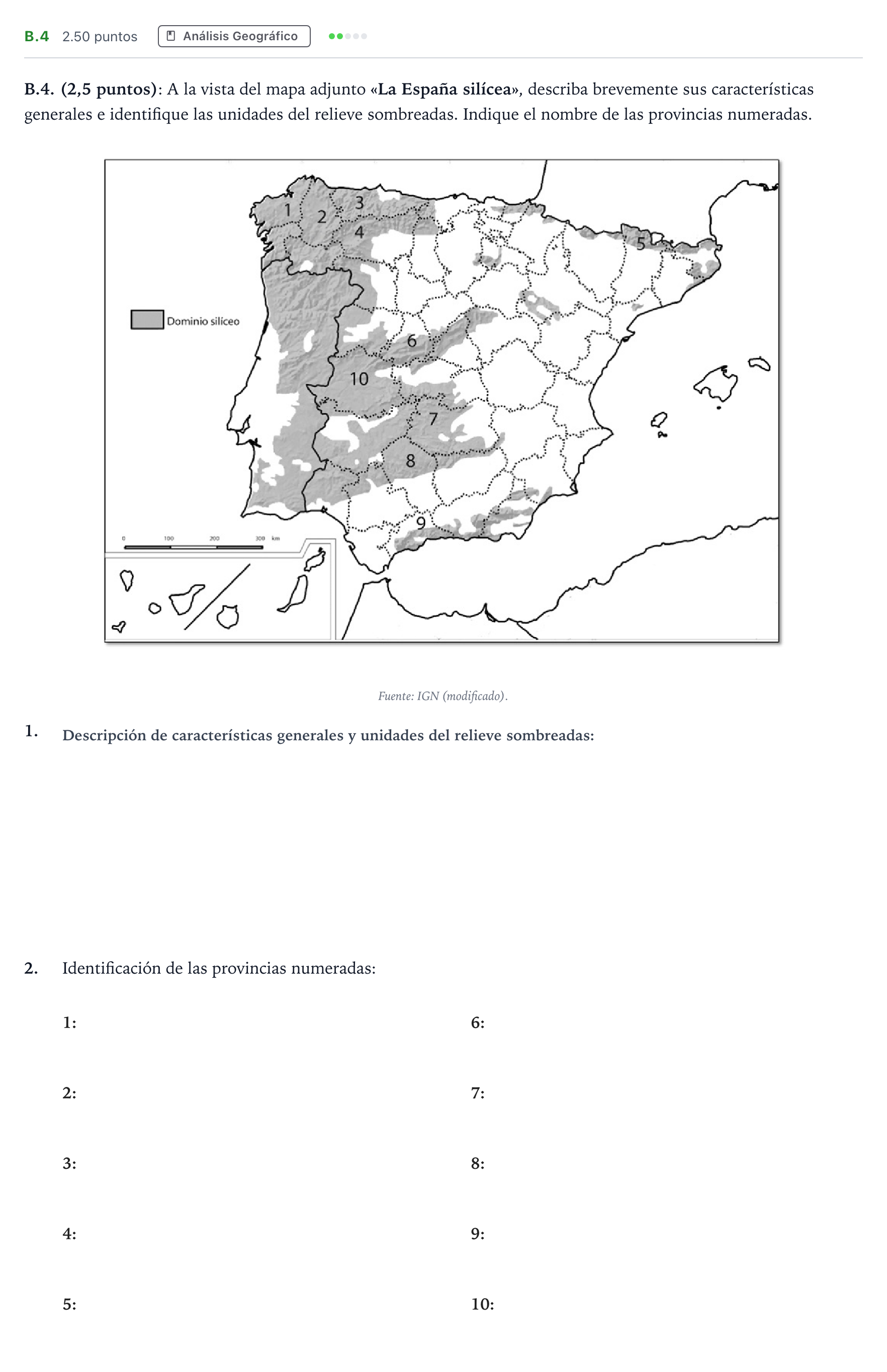 Enunciado: Ejercicio B.4 · Geografía PAU Madrid Ordinaria 2022