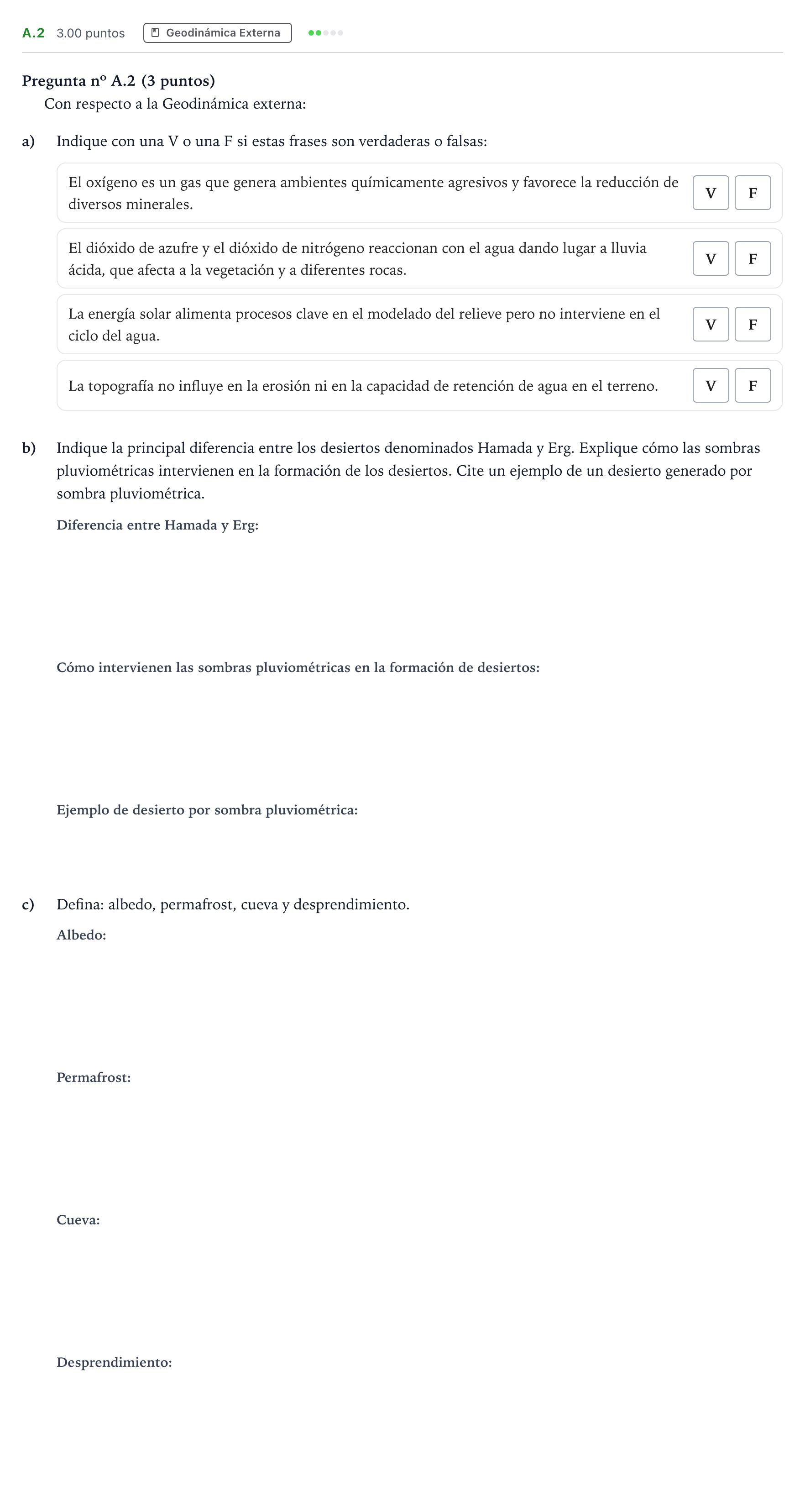 Enunciado: Ejercicio A.2 · Geología PAU Madrid Ordinaria 2022