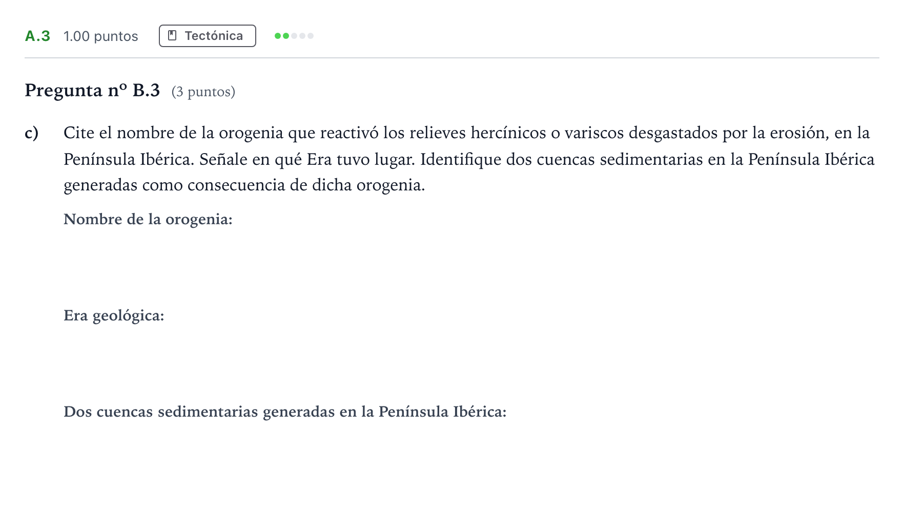 Enunciado: Ejercicio A.3 - Tectónica · Geología PAU Madrid Ordinaria 2022
