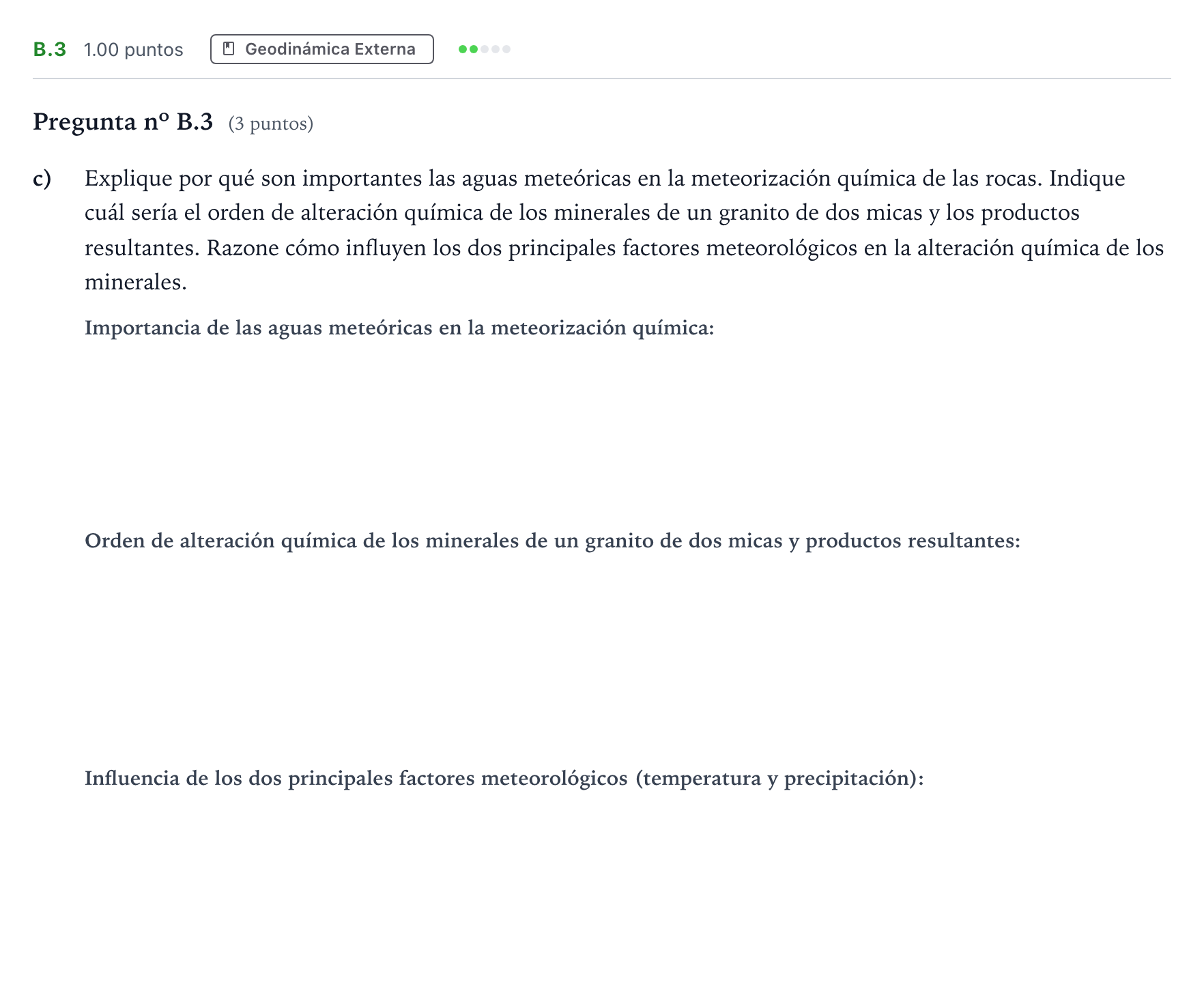 Enunciado: Ejercicio B.3 - Geodinámica Externa · Geología PAU Madrid Ordinaria 2022