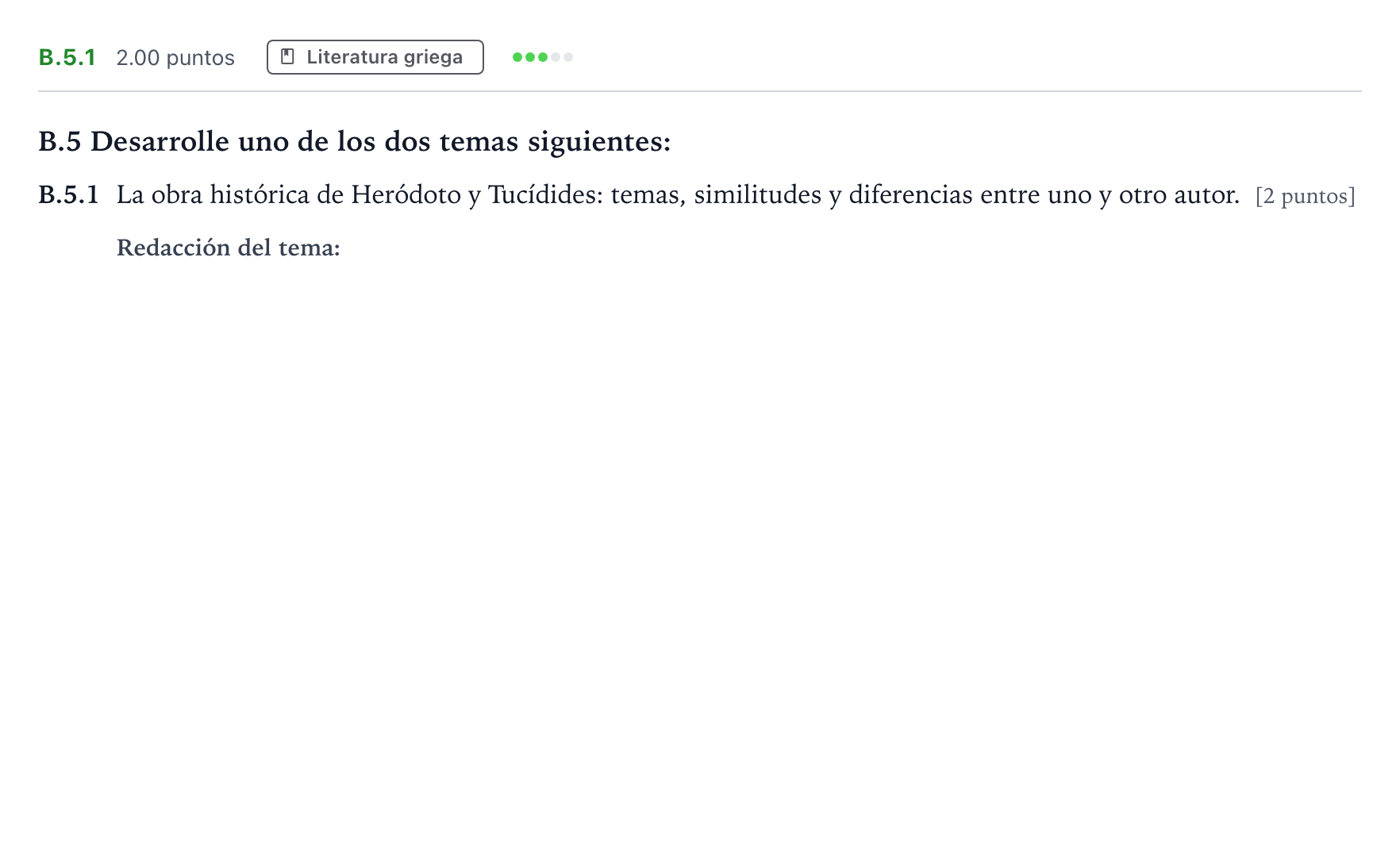 Enunciado: Ejercicio B.5.1 · Griego II PAU Madrid Extraordinaria 2022