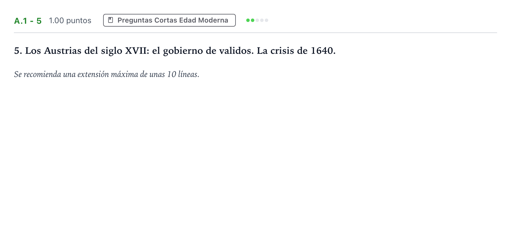 Enunciado: Ejercicio A.1 - 5 · Historia de España PAU Madrid Extraordinaria Coincidencias 2022