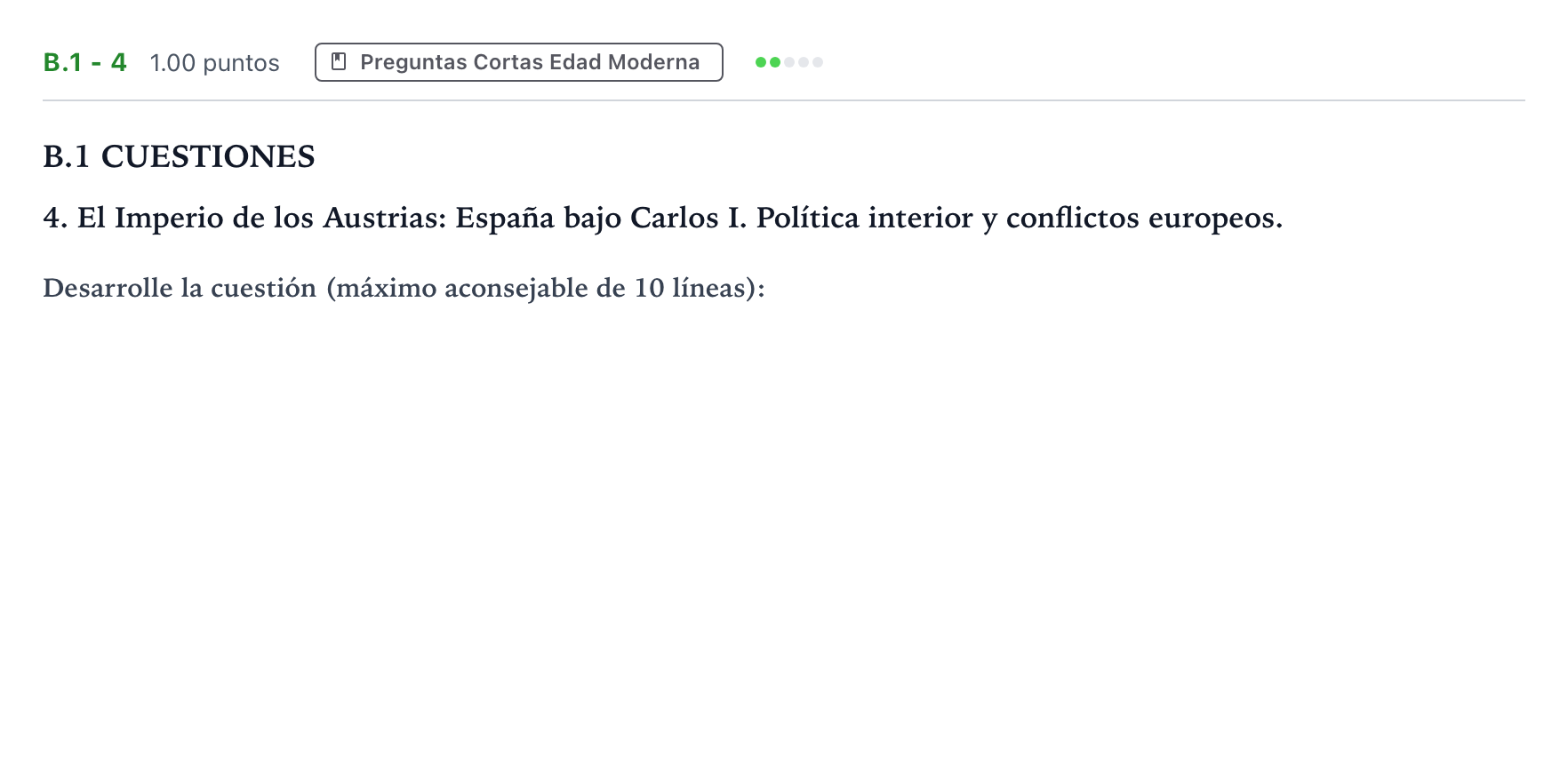 Enunciado: Ejercicio B.1 - 4 · Historia de España PAU Madrid Extraordinaria Coincidencias 2022