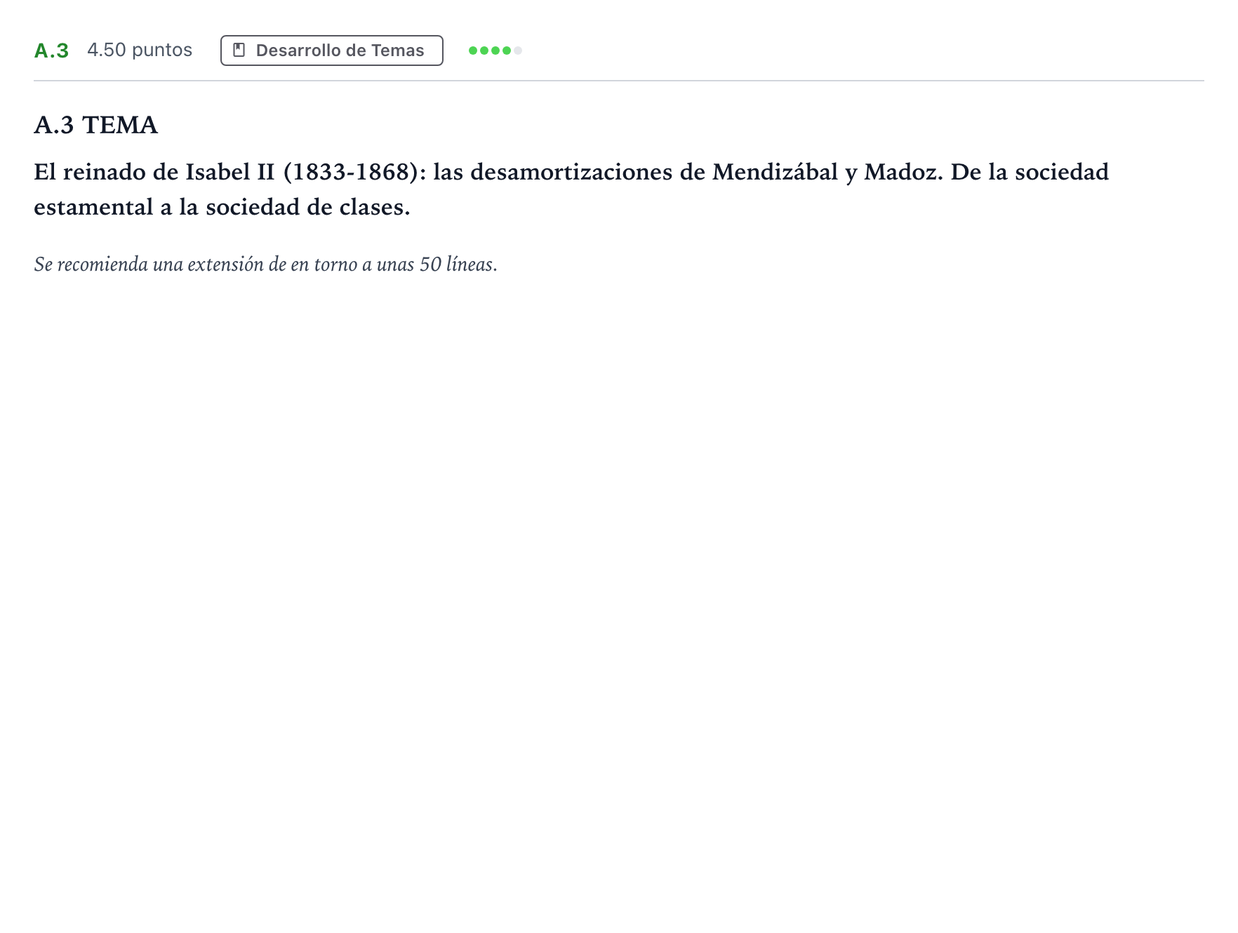 Enunciado: Ejercicio A.3 · Historia de España PAU Madrid Modelo 2022