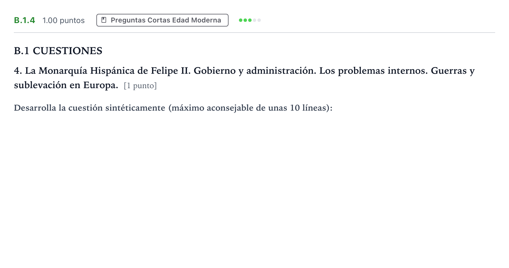 Enunciado: Ejercicio B.1.4 · Historia de España PAU Madrid Modelo 2022