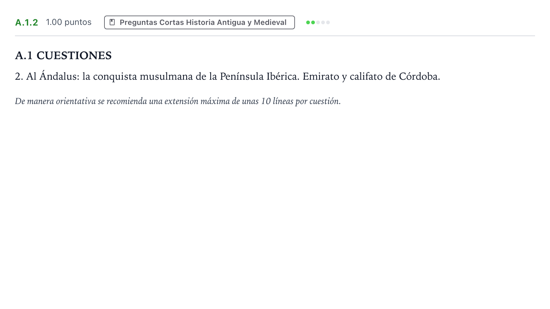 Enunciado: Ejercicio A.1.2 · Historia de España PAU Madrid Ordinaria Coincidencias 2022