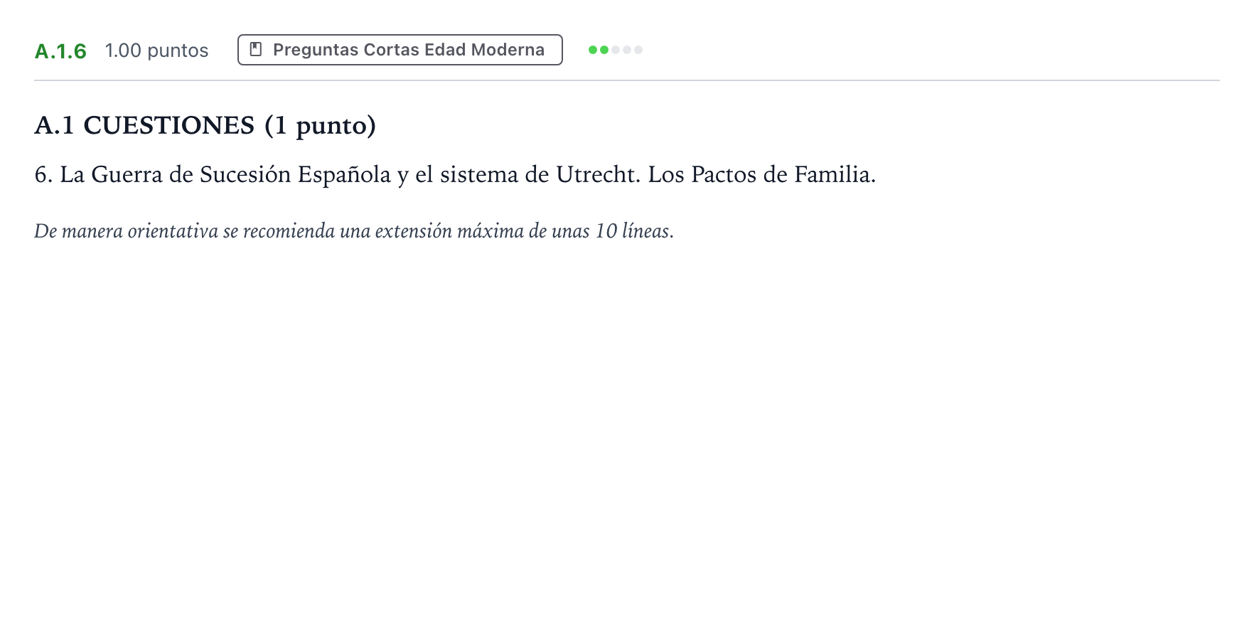 Enunciado: Ejercicio A.1.6 · Historia de España PAU Madrid Ordinaria Coincidencias 2022