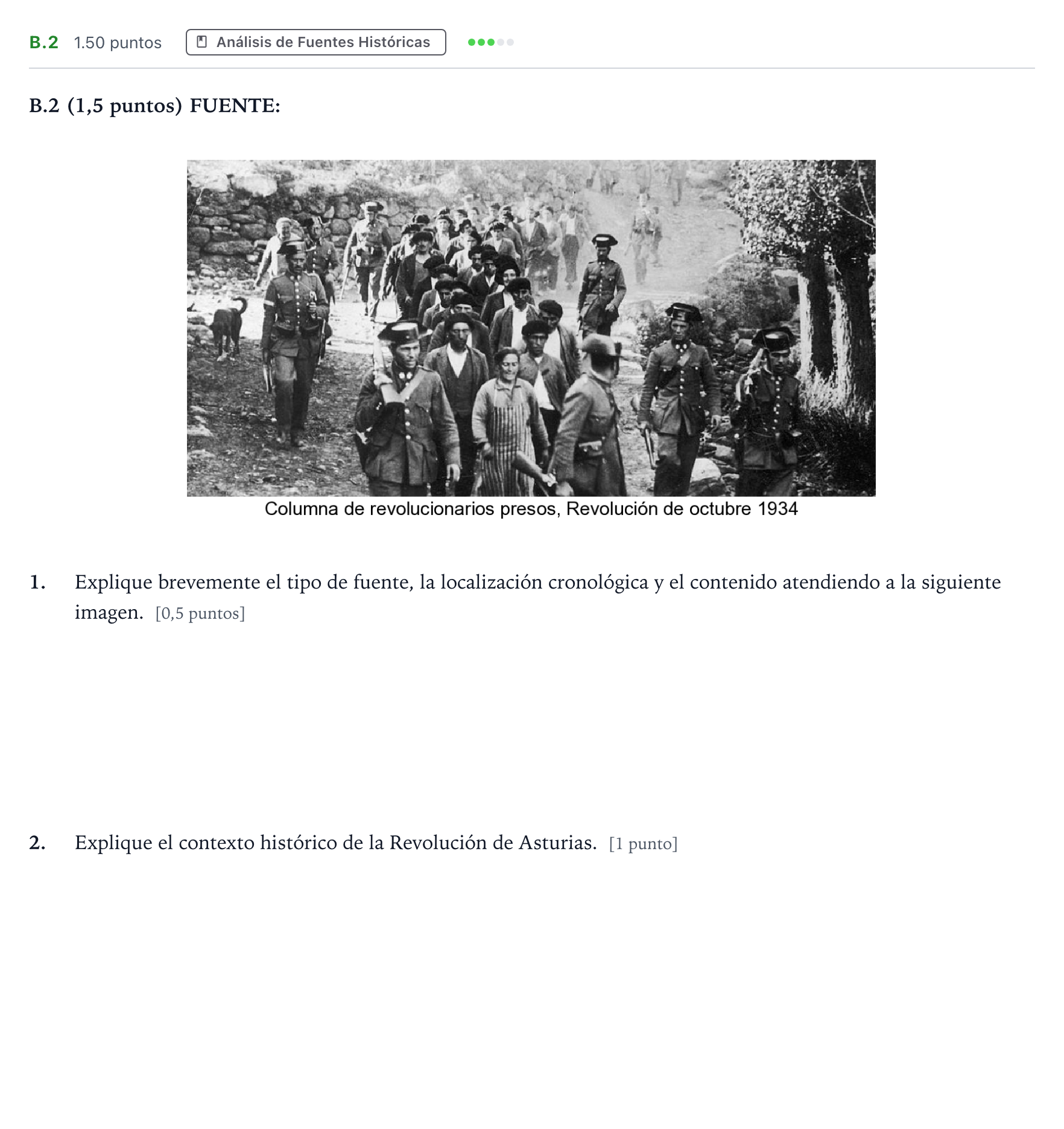 Enunciado: Ejercicio B.2 · Historia de España PAU Madrid Ordinaria Coincidencias 2022
