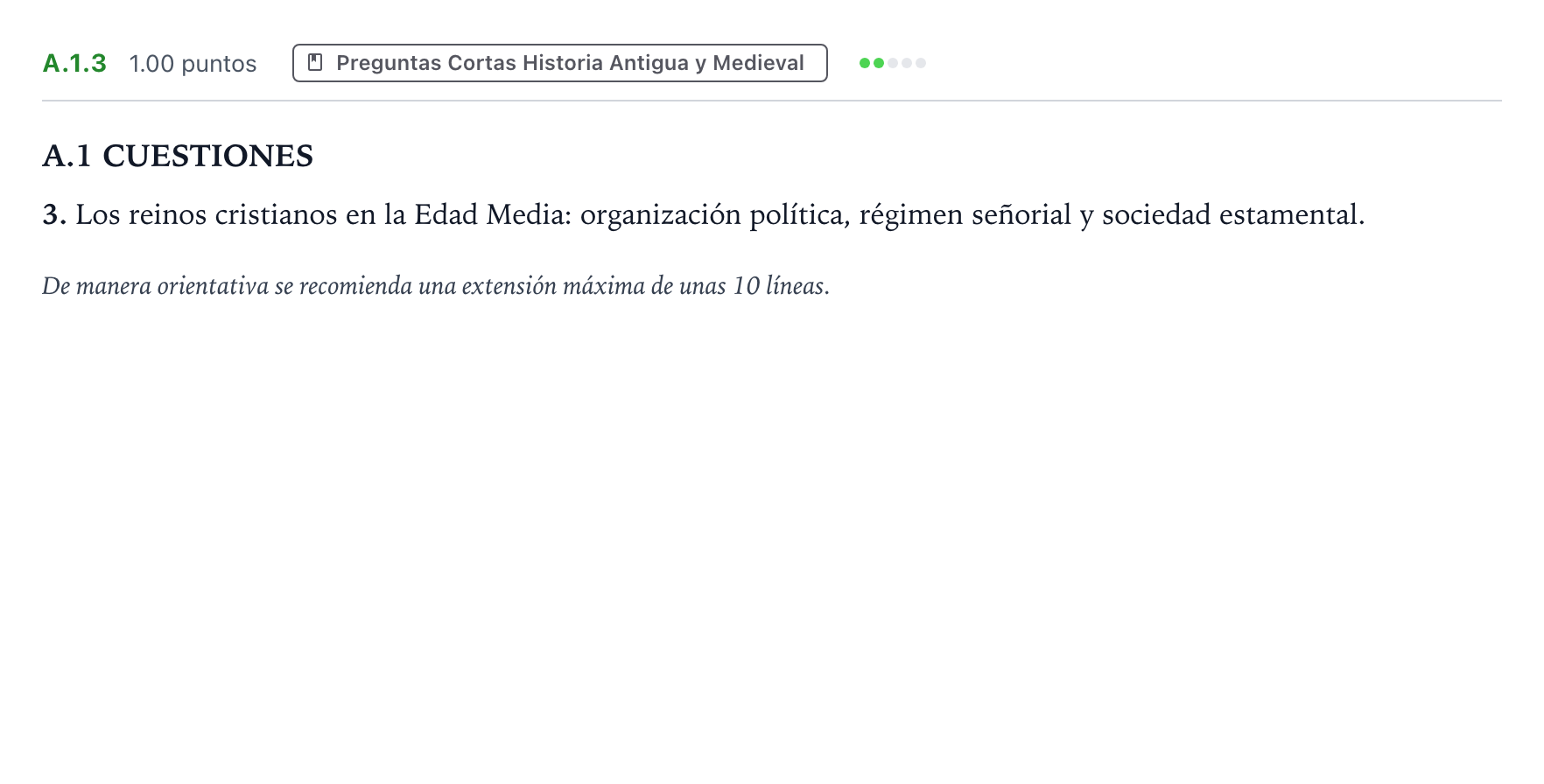 Enunciado: Ejercicio A.1.3 · Historia de España PAU Madrid Ordinaria Lunes 2022