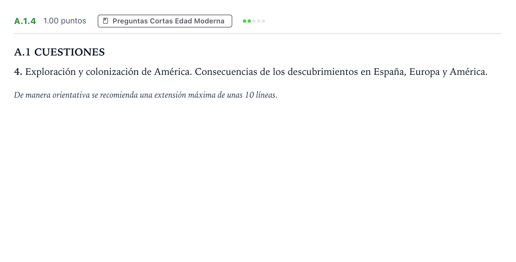 Enunciado: Ejercicio A.1.4 · Historia de España PAU Madrid Ordinaria Lunes 2022