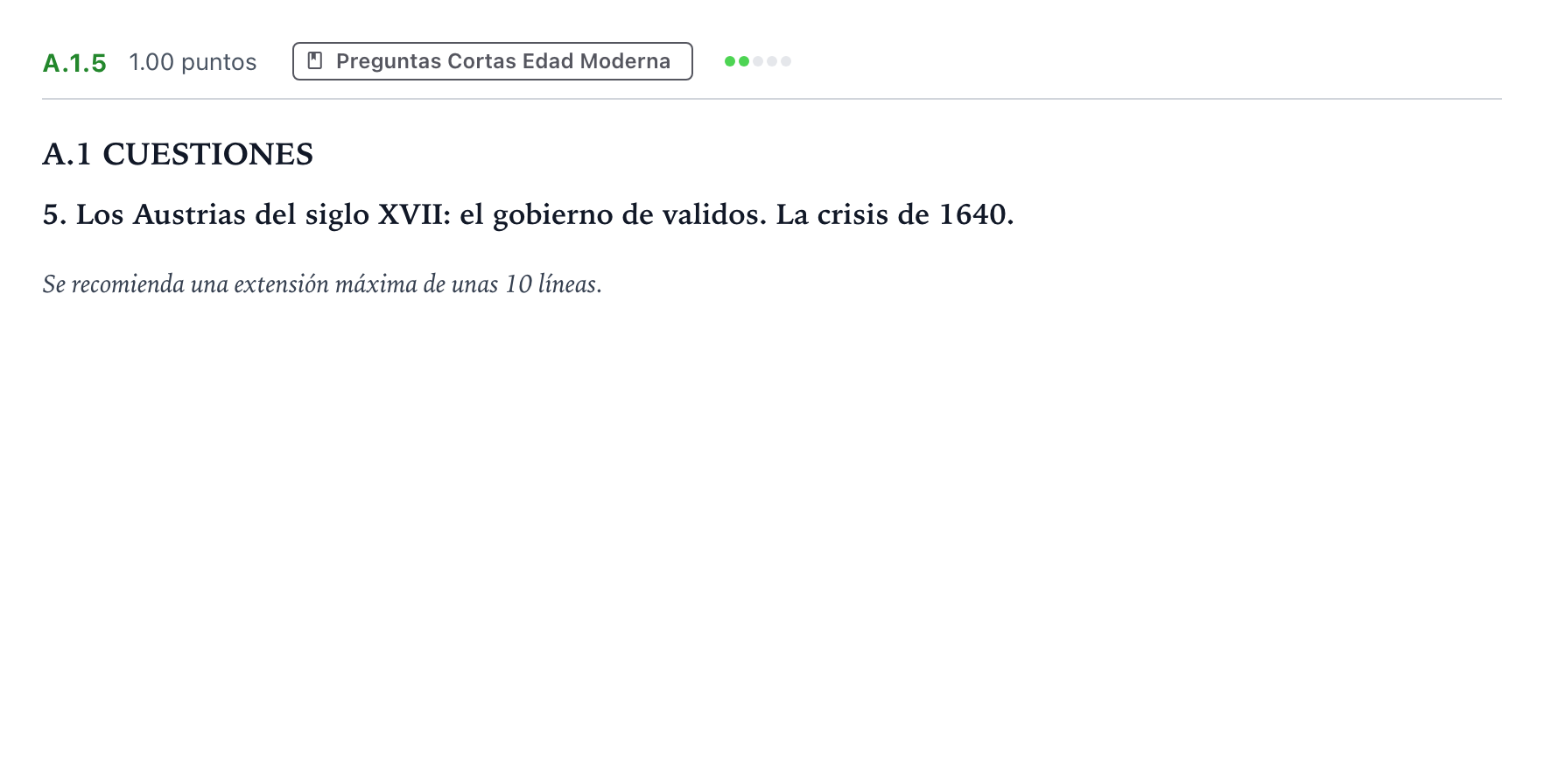 Enunciado: Ejercicio A.1.5 · Historia de España PAU Madrid Ordinaria Lunes 2022