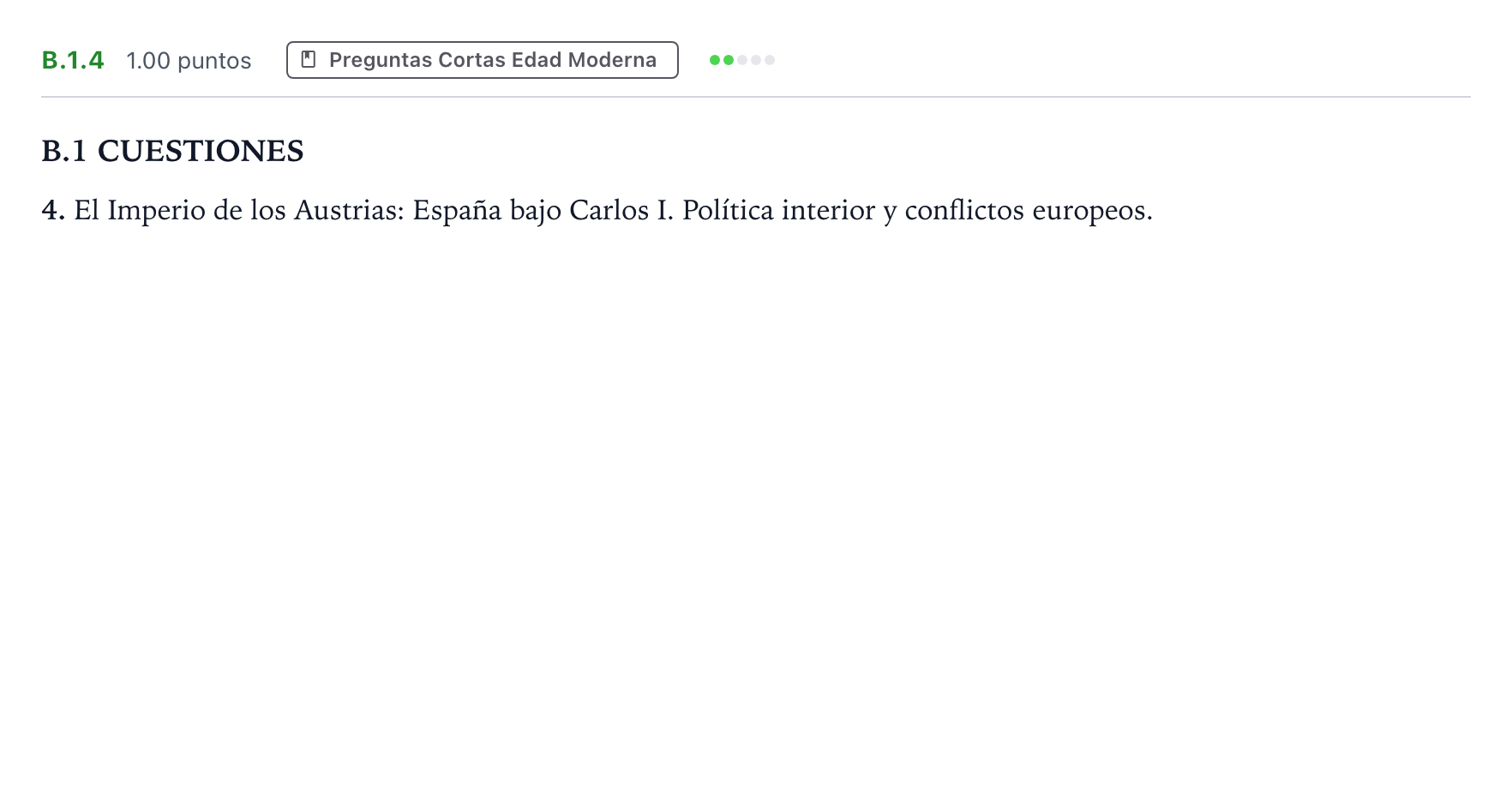 Enunciado: Ejercicio B.1.4 · Historia de España PAU Madrid Ordinaria Lunes 2022