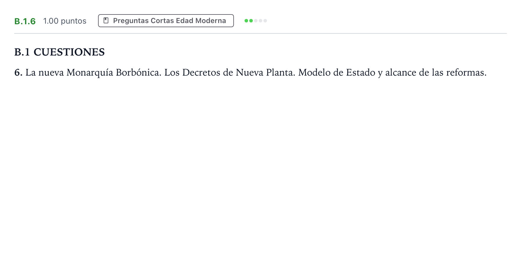 Enunciado: Ejercicio B.1.6 · Historia de España PAU Madrid Ordinaria Lunes 2022