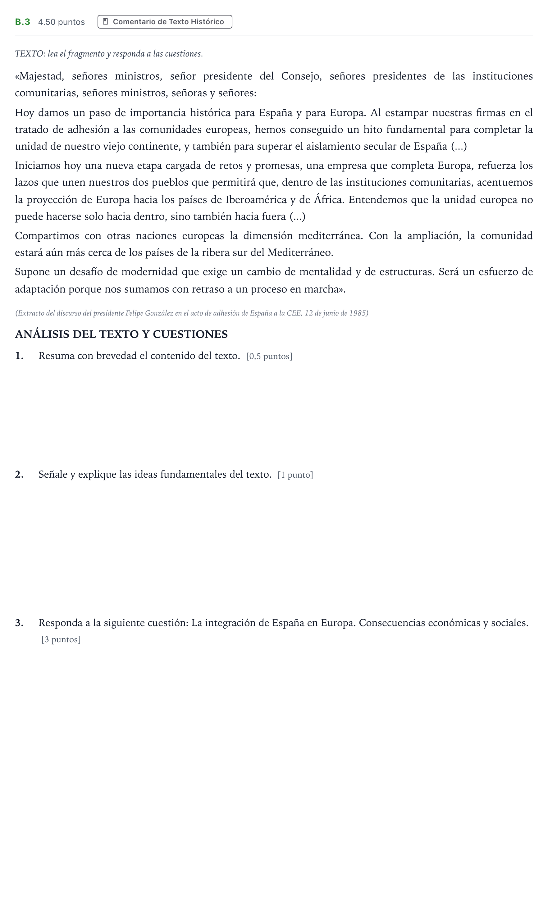 Enunciado: Ejercicio B.3 · Historia de España PAU Madrid Ordinaria Lunes 2022
