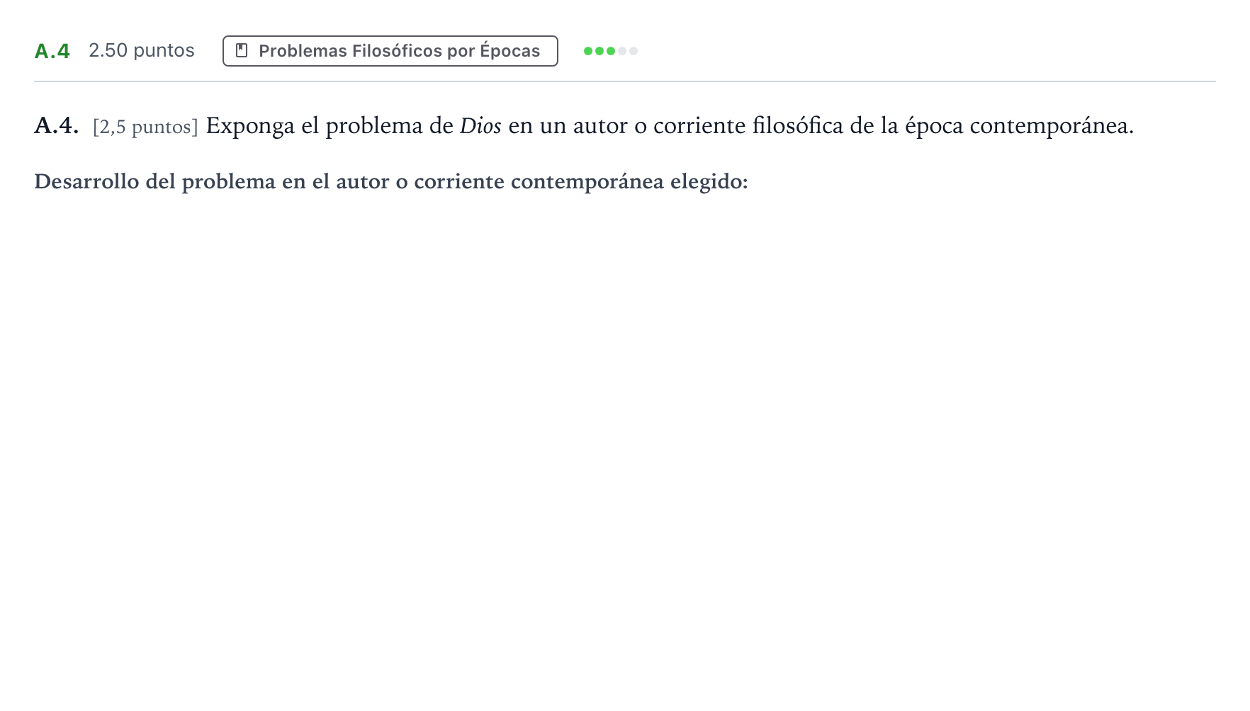 Enunciado: Ejercicio A.4 · Historia de la Filosofía PAU Madrid Modelo 2022