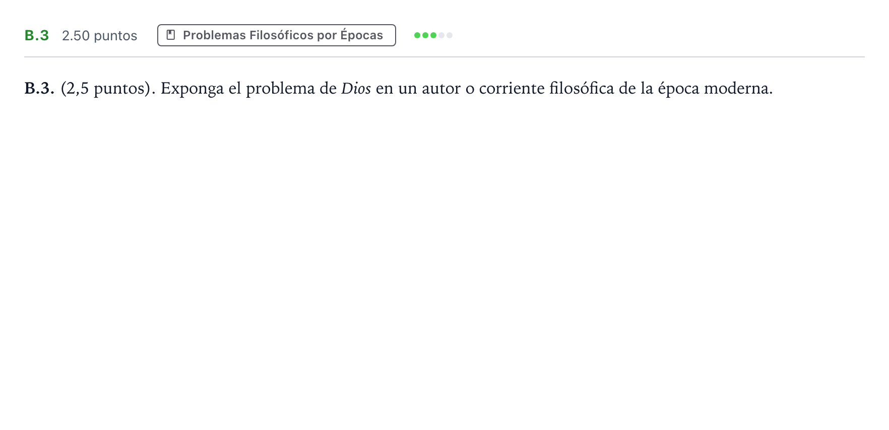 Enunciado: Ejercicio B.3 · Historia de la Filosofía PAU Madrid Modelo 2022