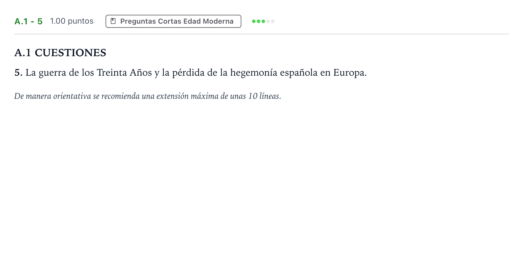 Enunciado: Ejercicio A.1 - 5 · Historia de España PAU Madrid Ordinaria Martes 2022
