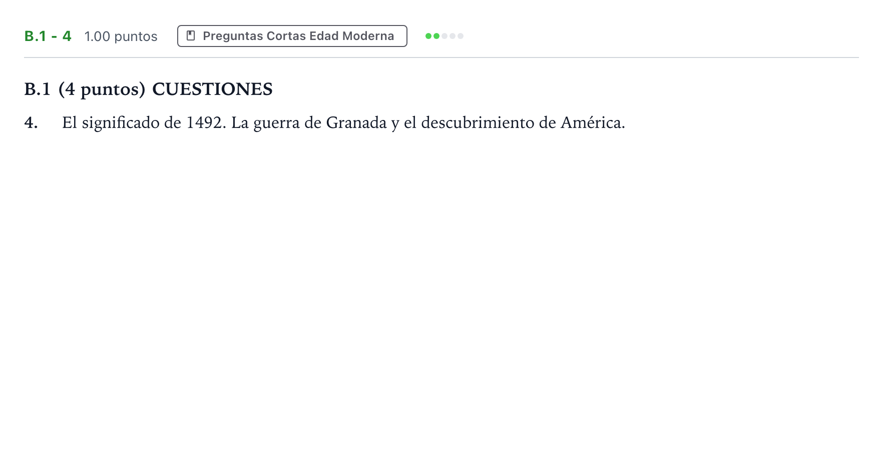 Enunciado: Ejercicio B.1 - 4 · Historia de España PAU Madrid Ordinaria Martes 2022