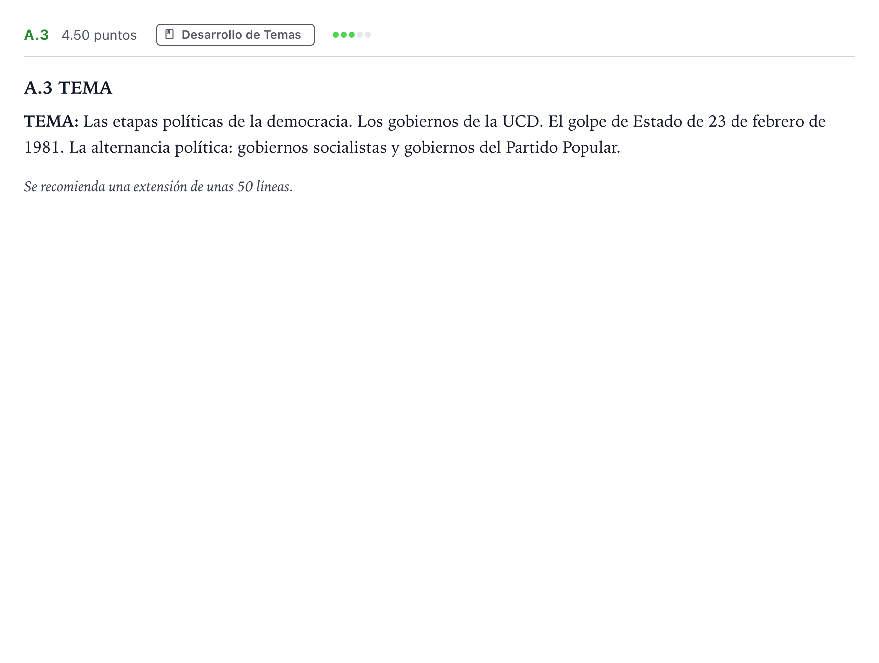 Enunciado: Ejercicio A.3 · Historia de España PAU Madrid Ordinaria Martes 2022