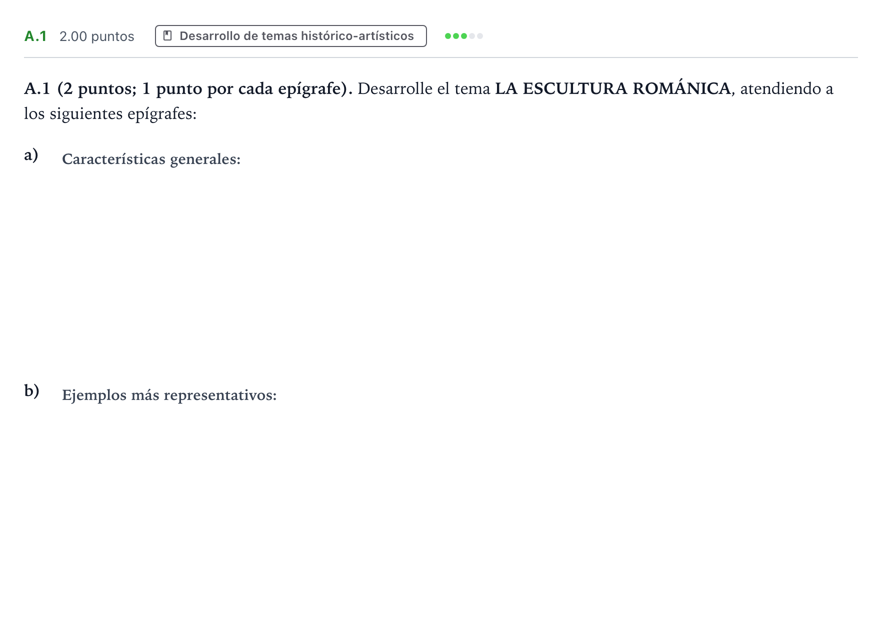 Enunciado: Ejercicio A.1 · Historia del Arte PAU Madrid Extraordinaria 2022