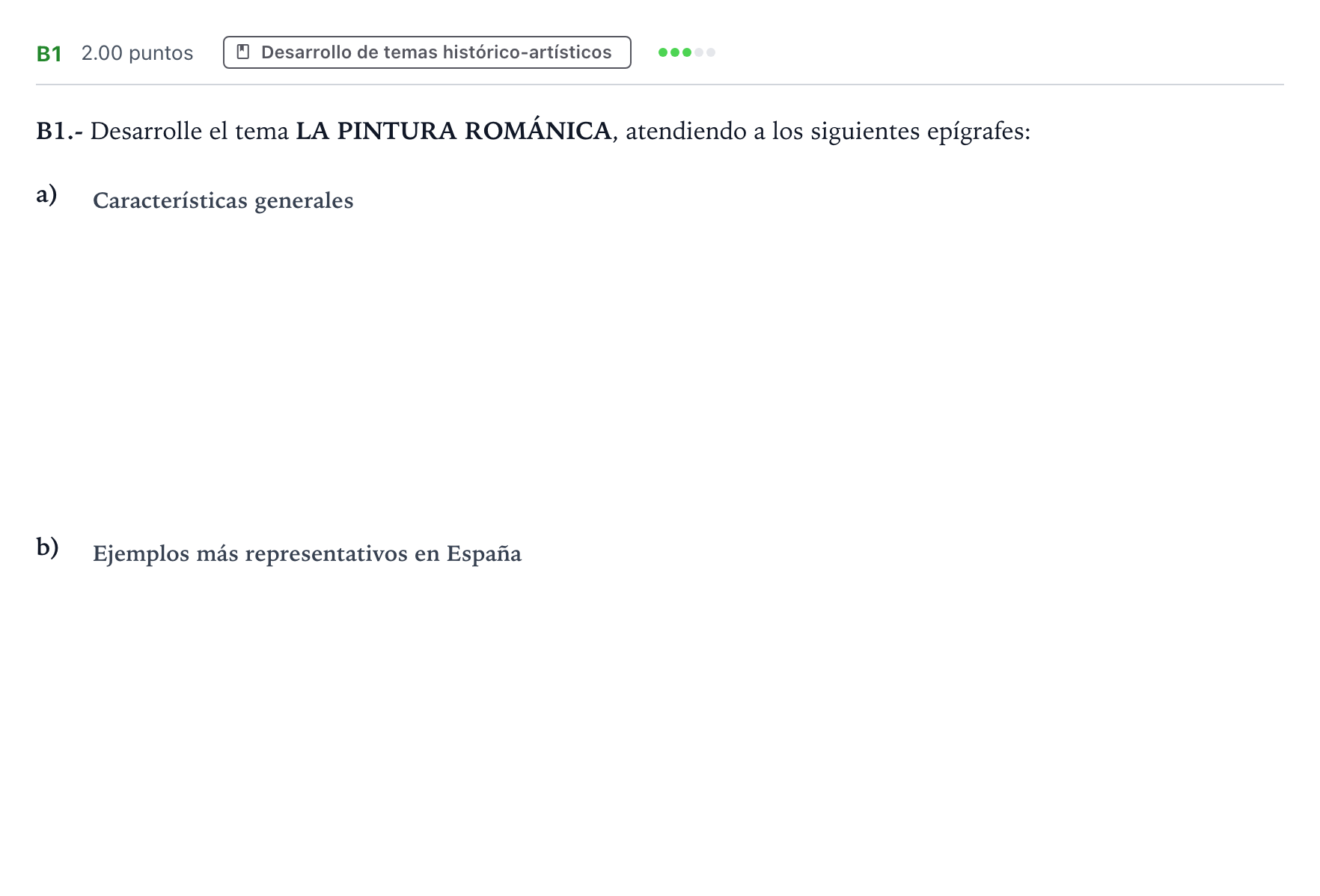 Enunciado: Ejercicio B1 · Historia del Arte PAU Madrid Modelo 2022