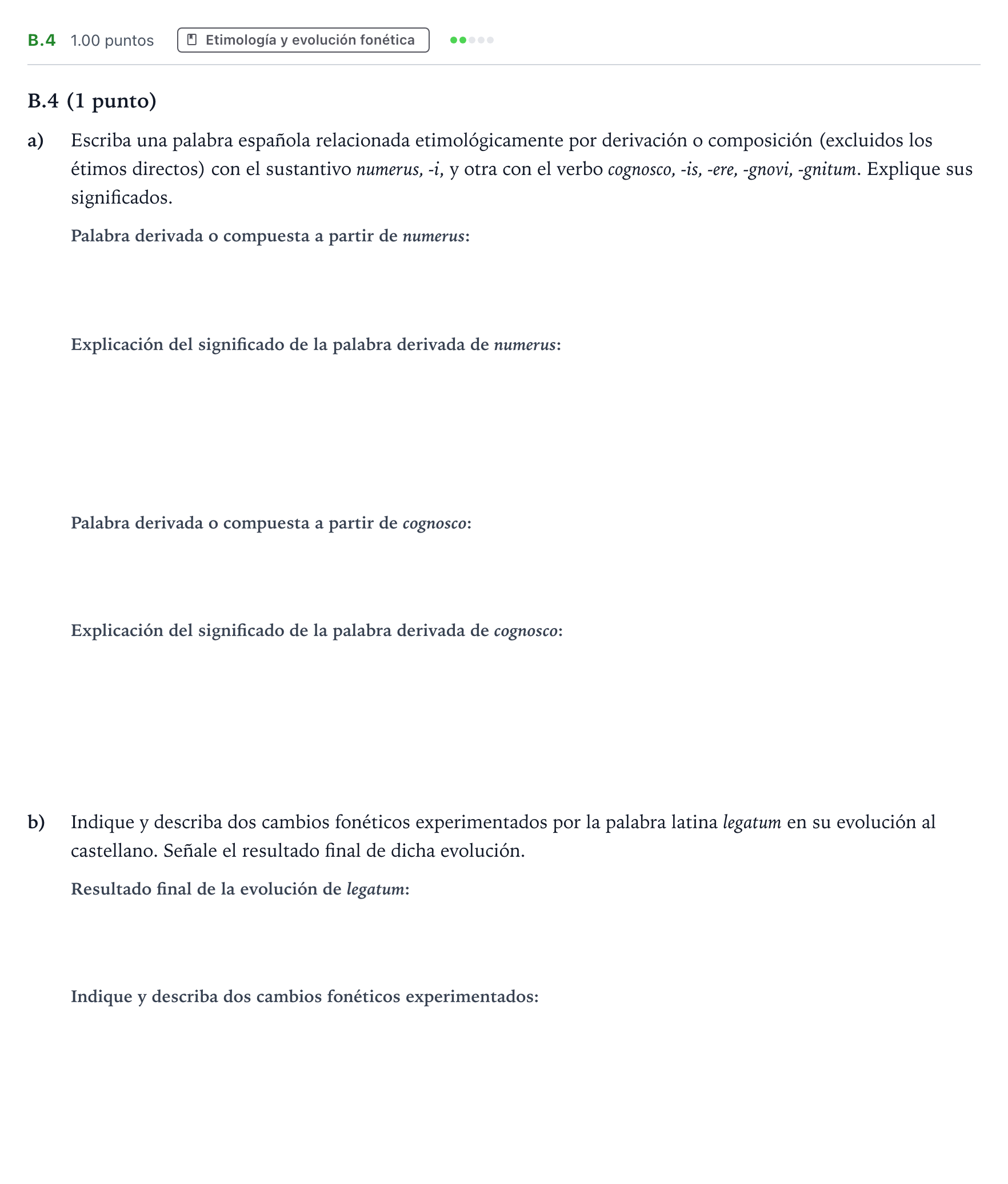 Enunciado: Ejercicio B.4 · Latín II PAU Madrid Extraordinaria 2022