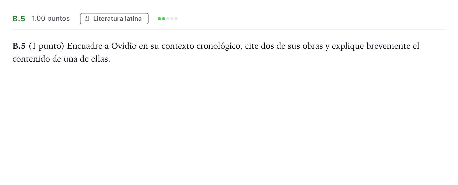 Enunciado: Ejercicio B.5 · Latín II PAU Madrid Extraordinaria 2022
