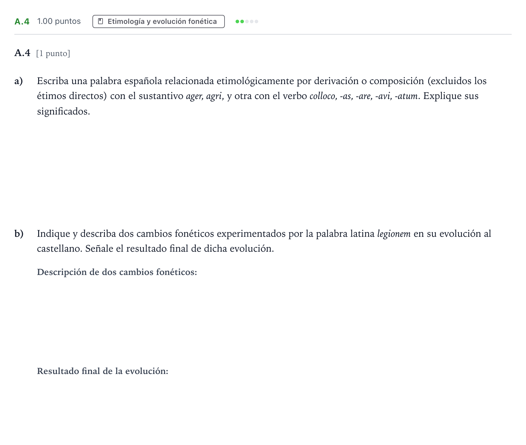 Enunciado: Ejercicio A.4 · Latín II PAU Madrid Modelo 2022
