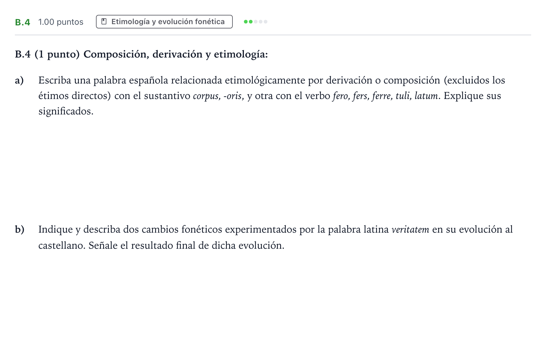 Enunciado: Ejercicio B.4 · Latín II PAU Madrid Modelo 2022
