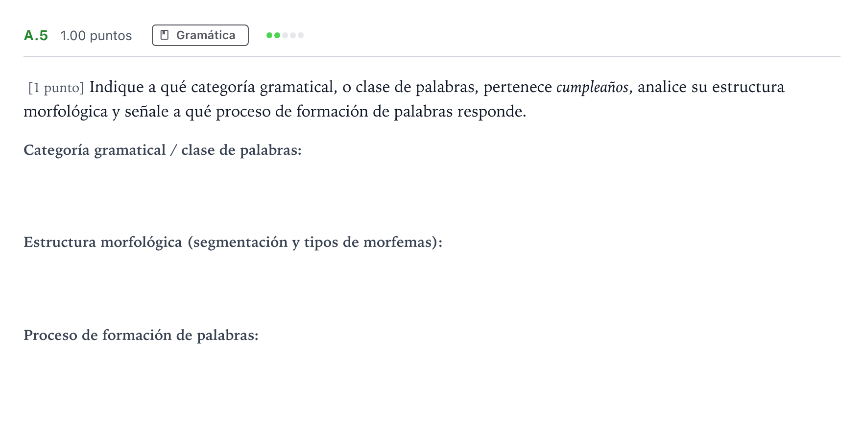 Enunciado: Ejercicio A.5 · Lengua Castellana y Literatura II PAU Madrid Extraordinaria 2022