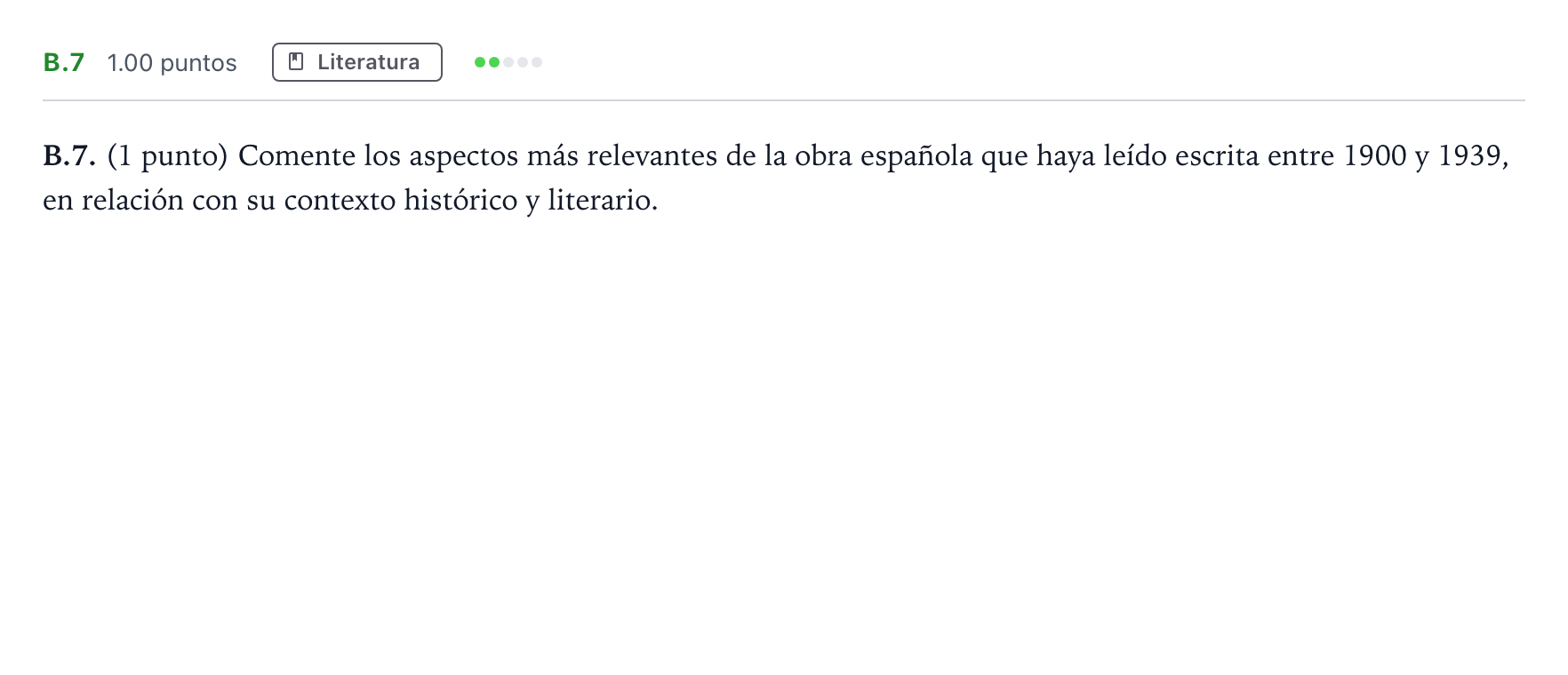 Enunciado: Ejercicio B.7 · Lengua Castellana y Literatura II PAU Madrid Extraordinaria 2022