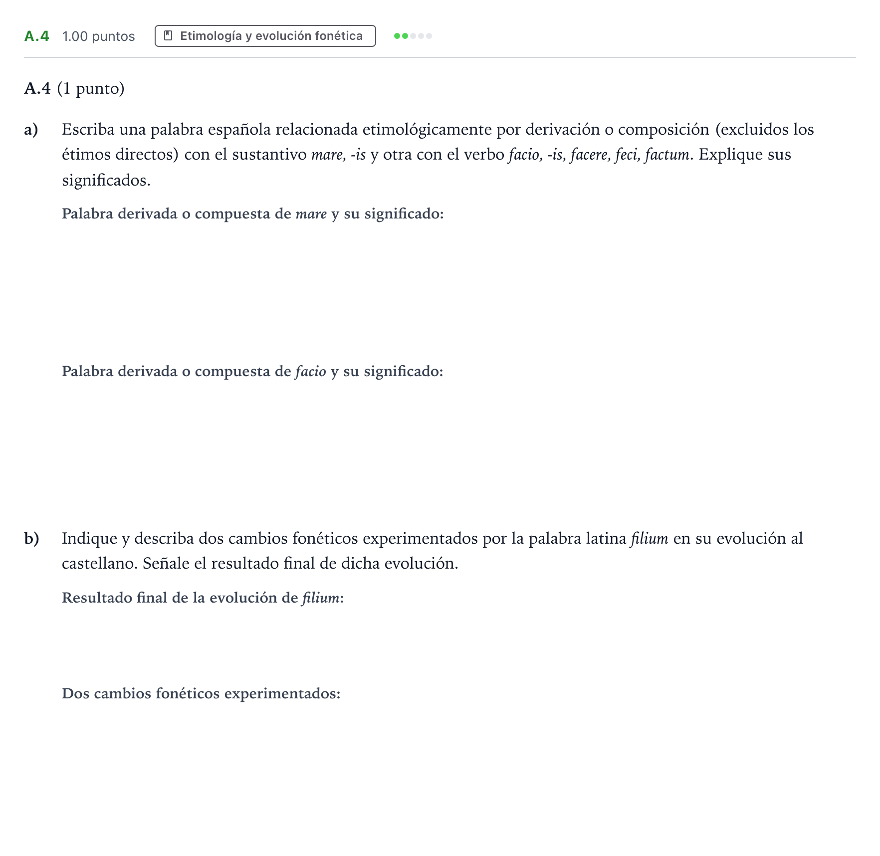 Enunciado: Ejercicio A.4 · Latín II PAU Madrid Ordinaria 2022