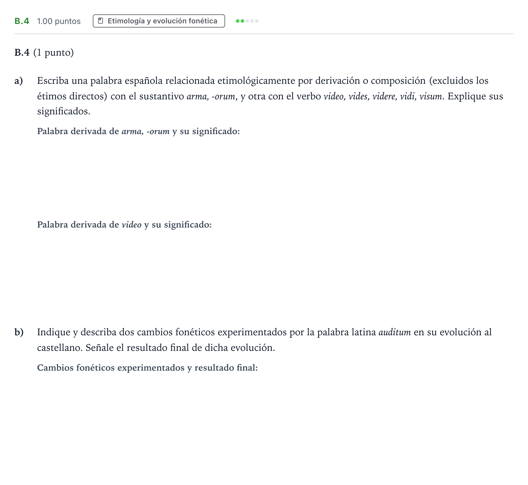 Enunciado: Ejercicio B.4 · Latín II PAU Madrid Ordinaria 2022