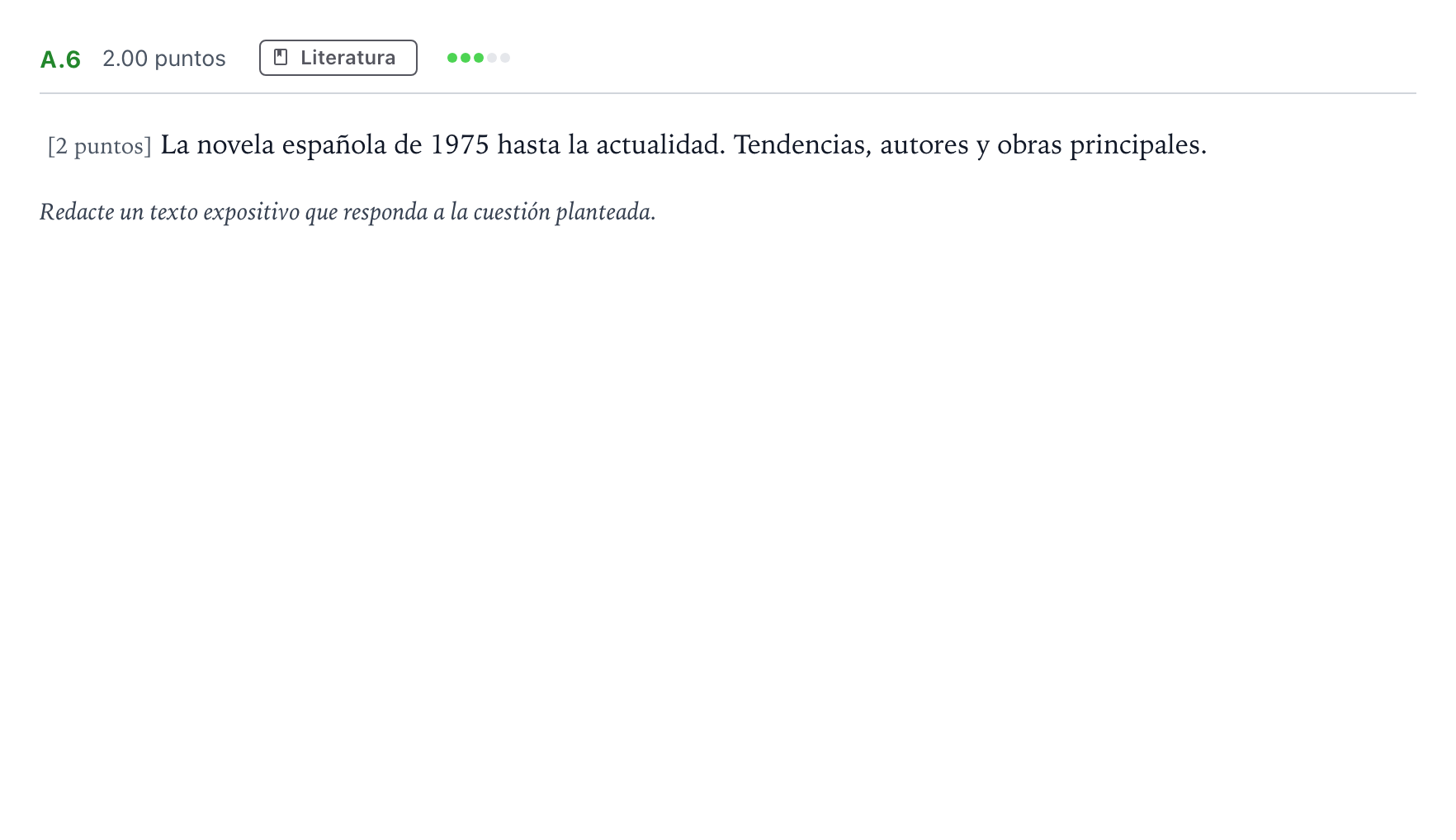 Enunciado: Ejercicio A.6 · Lengua Castellana y Literatura II PAU Madrid Extraordinaria Coincidencias 2022