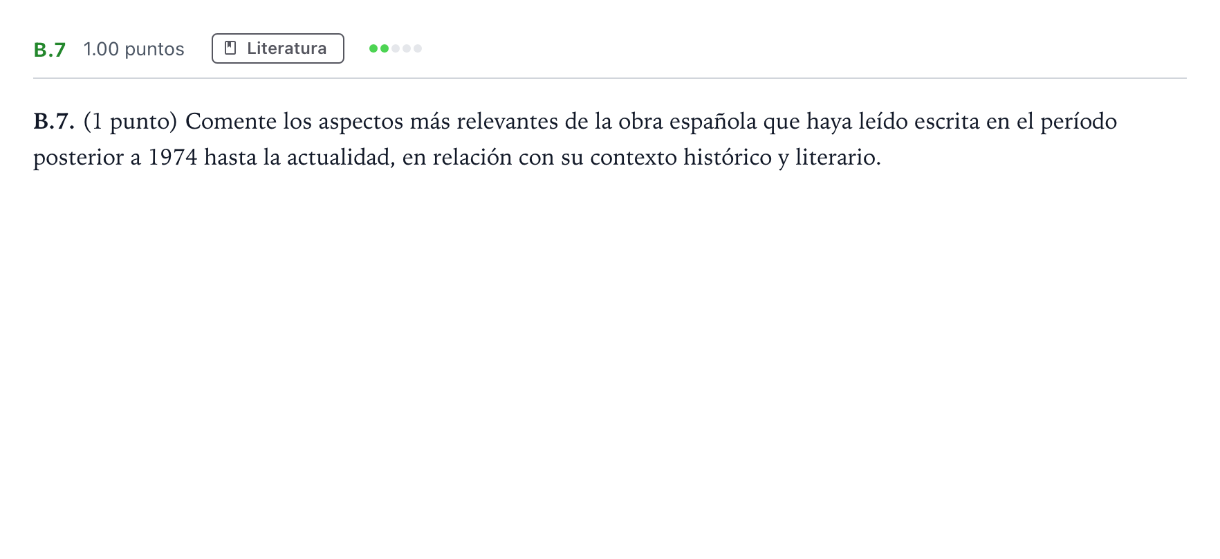 Enunciado: Ejercicio B.7 · Lengua Castellana y Literatura II PAU Madrid Extraordinaria Coincidencias 2022