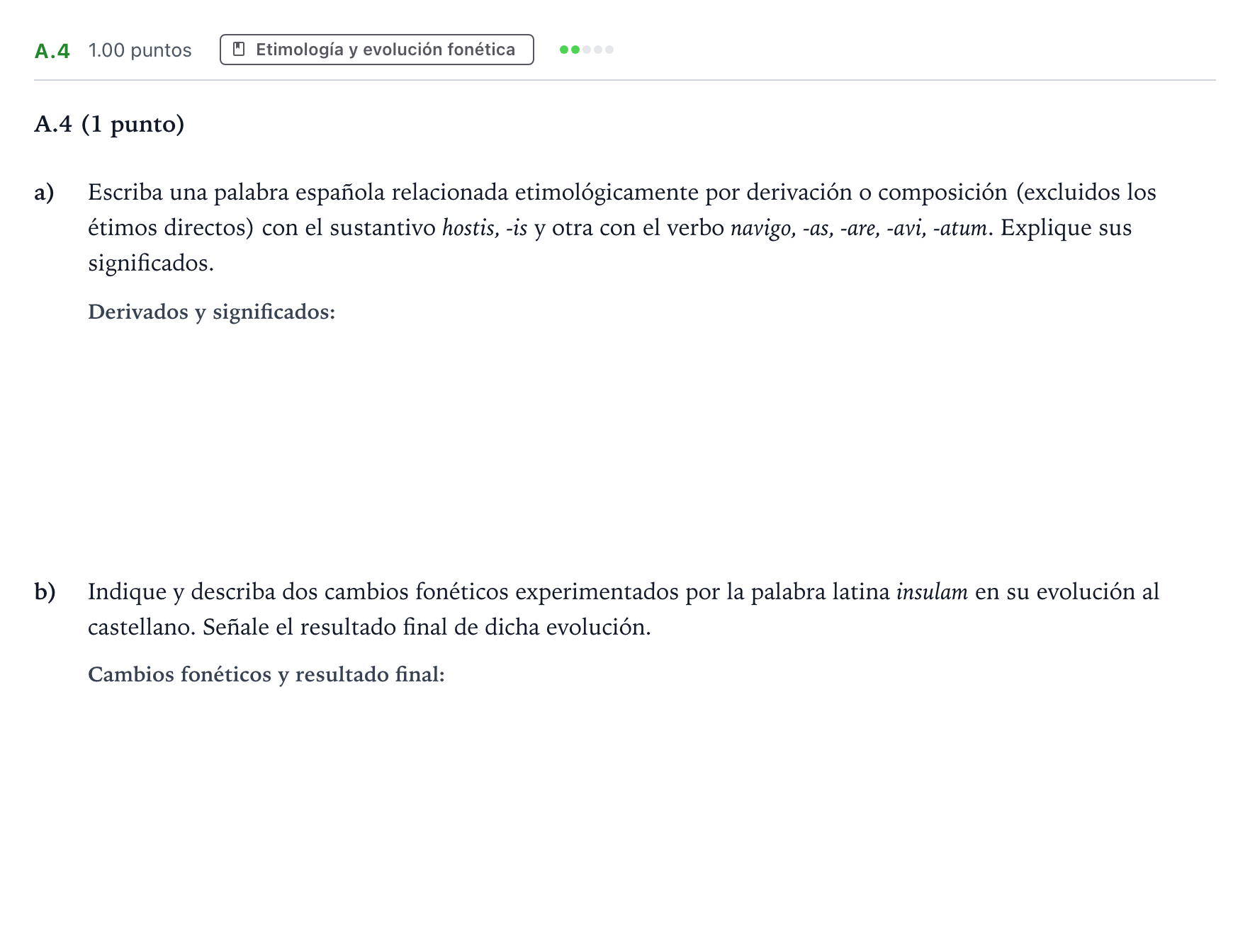 Enunciado: Ejercicio A.4 · Latín II PAU Madrid Ordinaria Coincidencias 2022