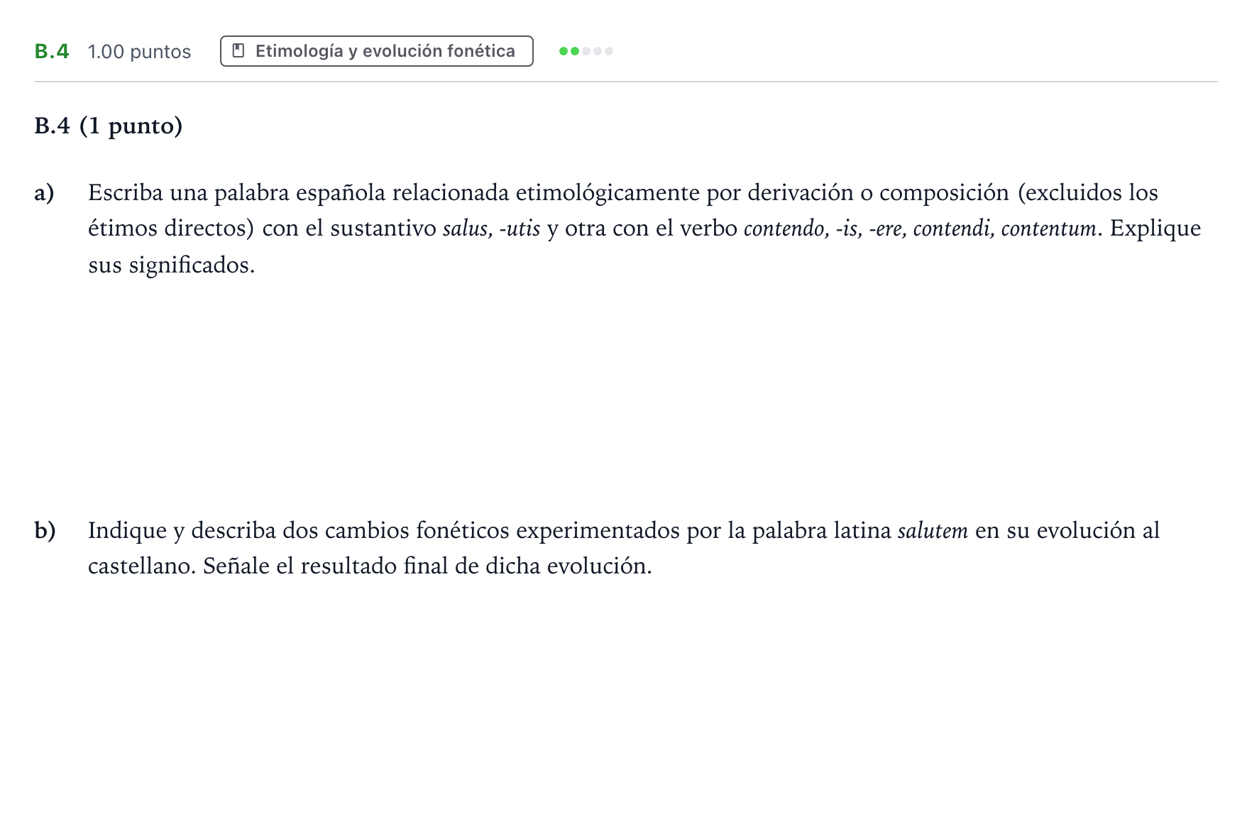 Enunciado: Ejercicio B.4 · Latín II PAU Madrid Ordinaria Coincidencias 2022