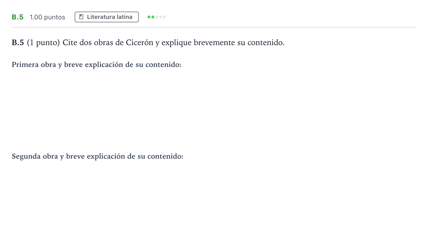 Enunciado: Ejercicio B.5 · Latín II PAU Madrid Ordinaria Coincidencias 2022