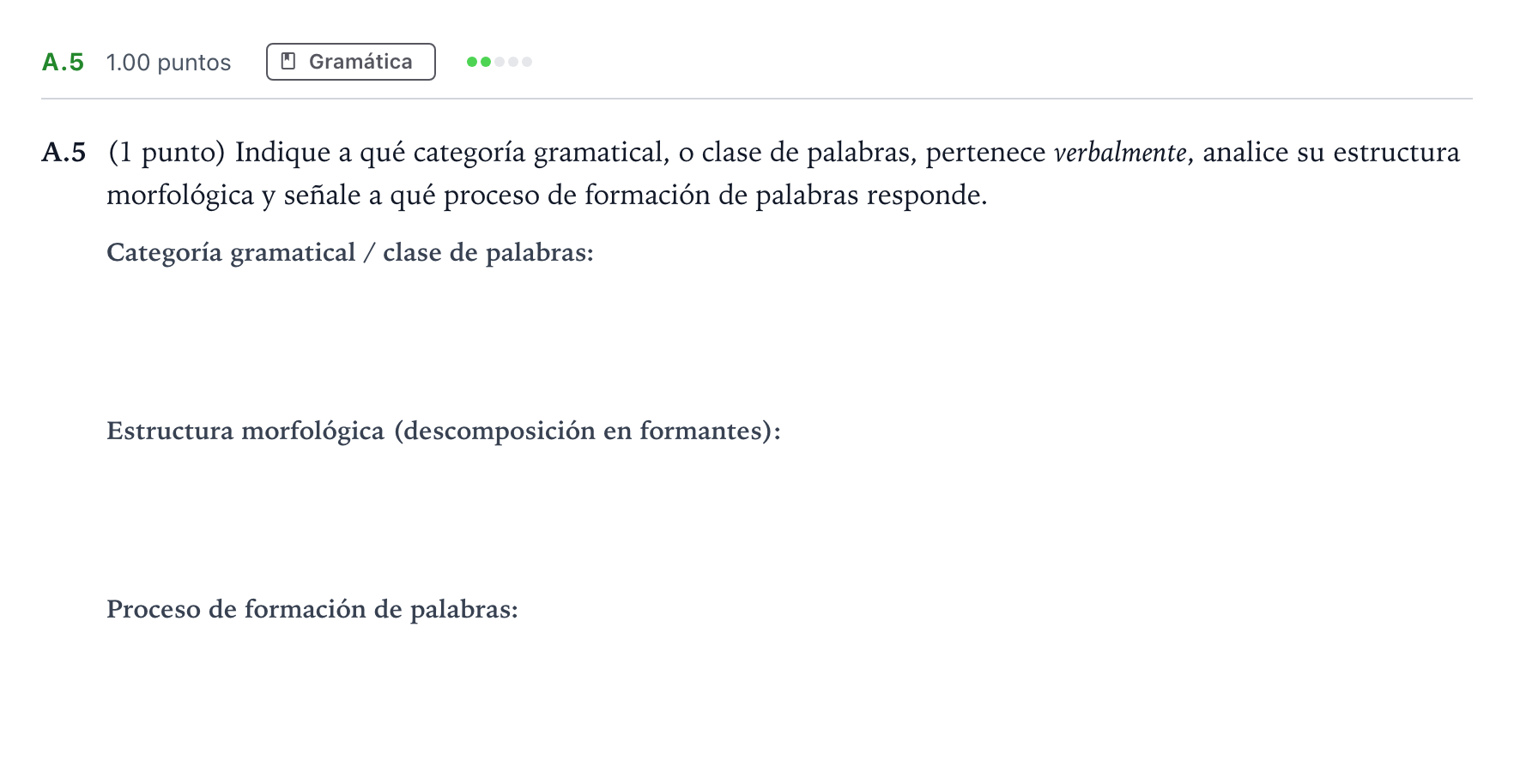 Enunciado: Ejercicio A.5 · Lengua Castellana y Literatura II PAU Madrid Modelo 2022